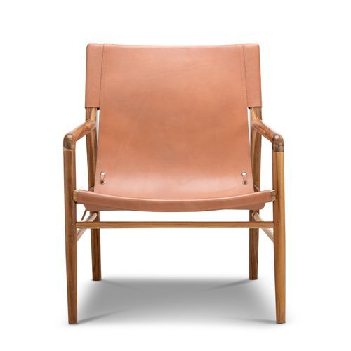 Norah Leather Sling Armchair | Teak & Natural Tan