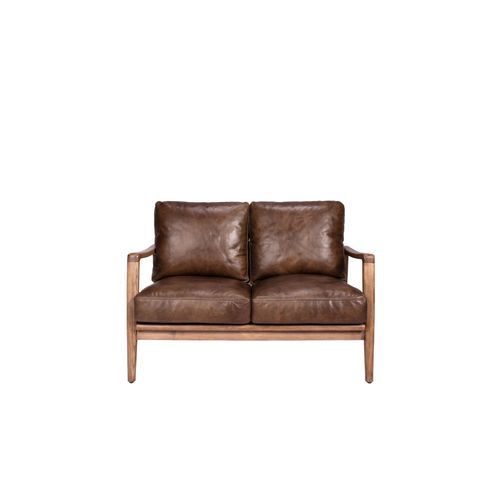 Reid Leather 2 Seater Sofa - Brown Leather