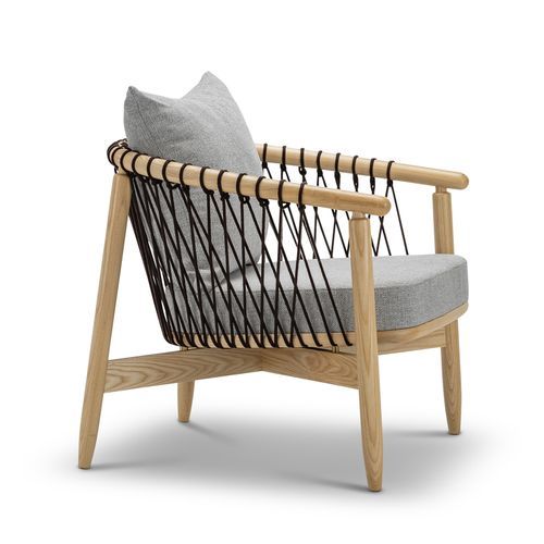 Tait Solid Ashwood Woven Rope Lounge Armchair | Natural & Grey