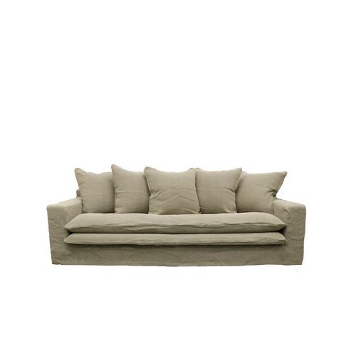Keely Slipcover Sofa 3 Seater - Khaki