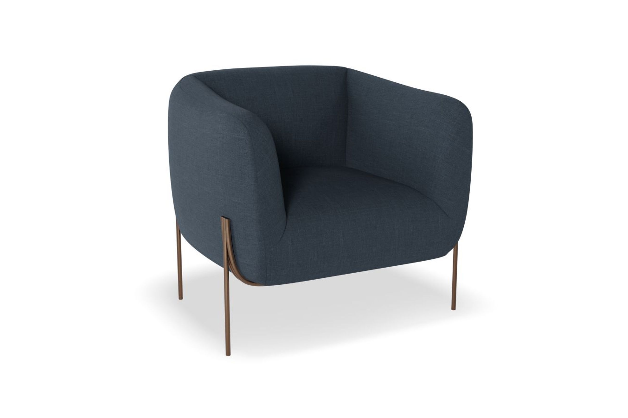 Belle Lounge Chair -Midnight Blue w Brushed Matt Bronze