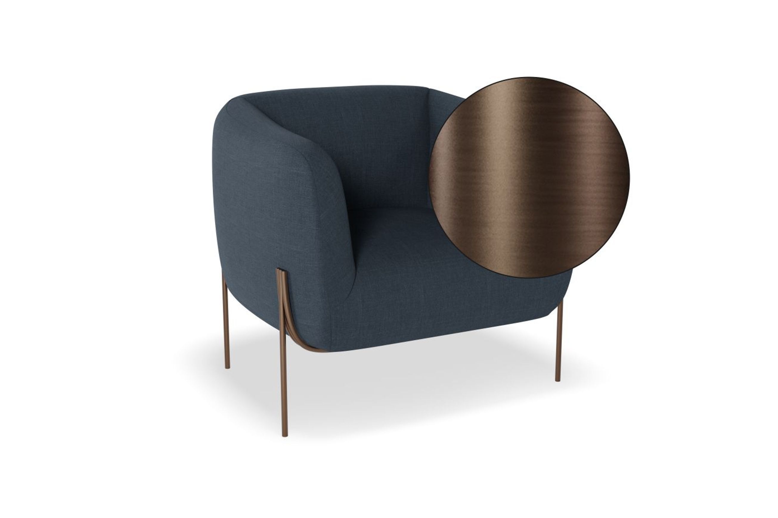 Belle Lounge Chair - Midnight Blue - Matt Black Legs