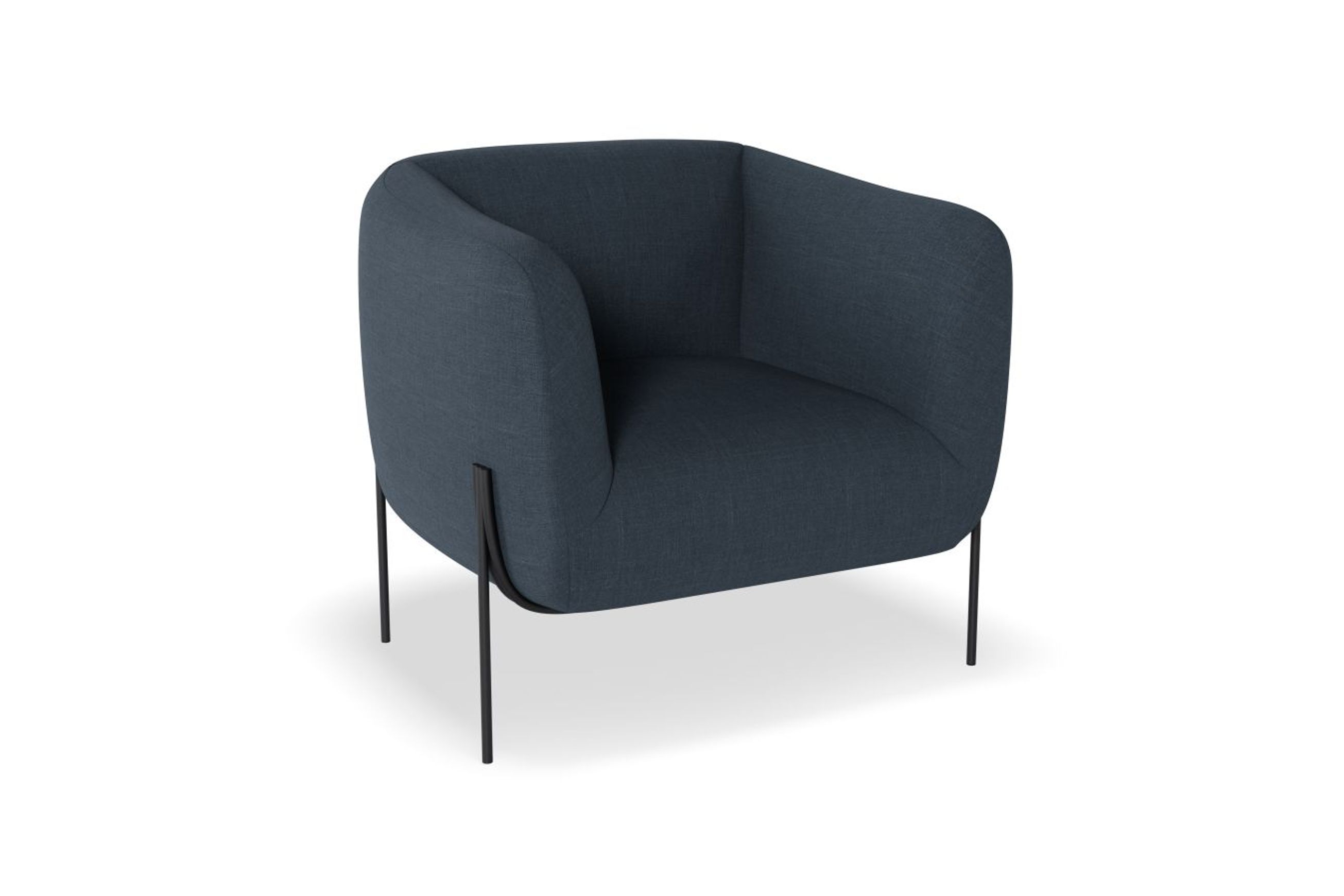 Belle Lounge Chair-Midnight Blue Brushed Matt Gold Legs