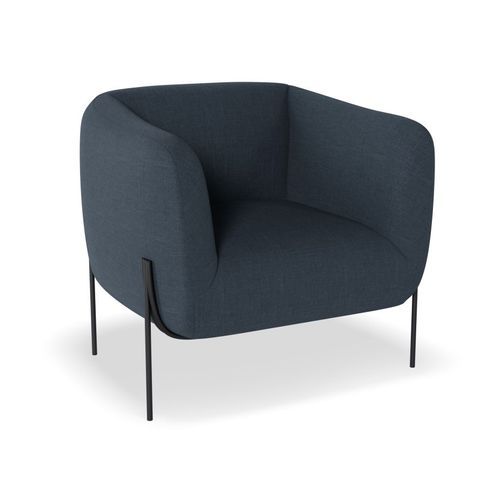 Belle Lounge Chair - Midnight Blue - Matt Black Legs