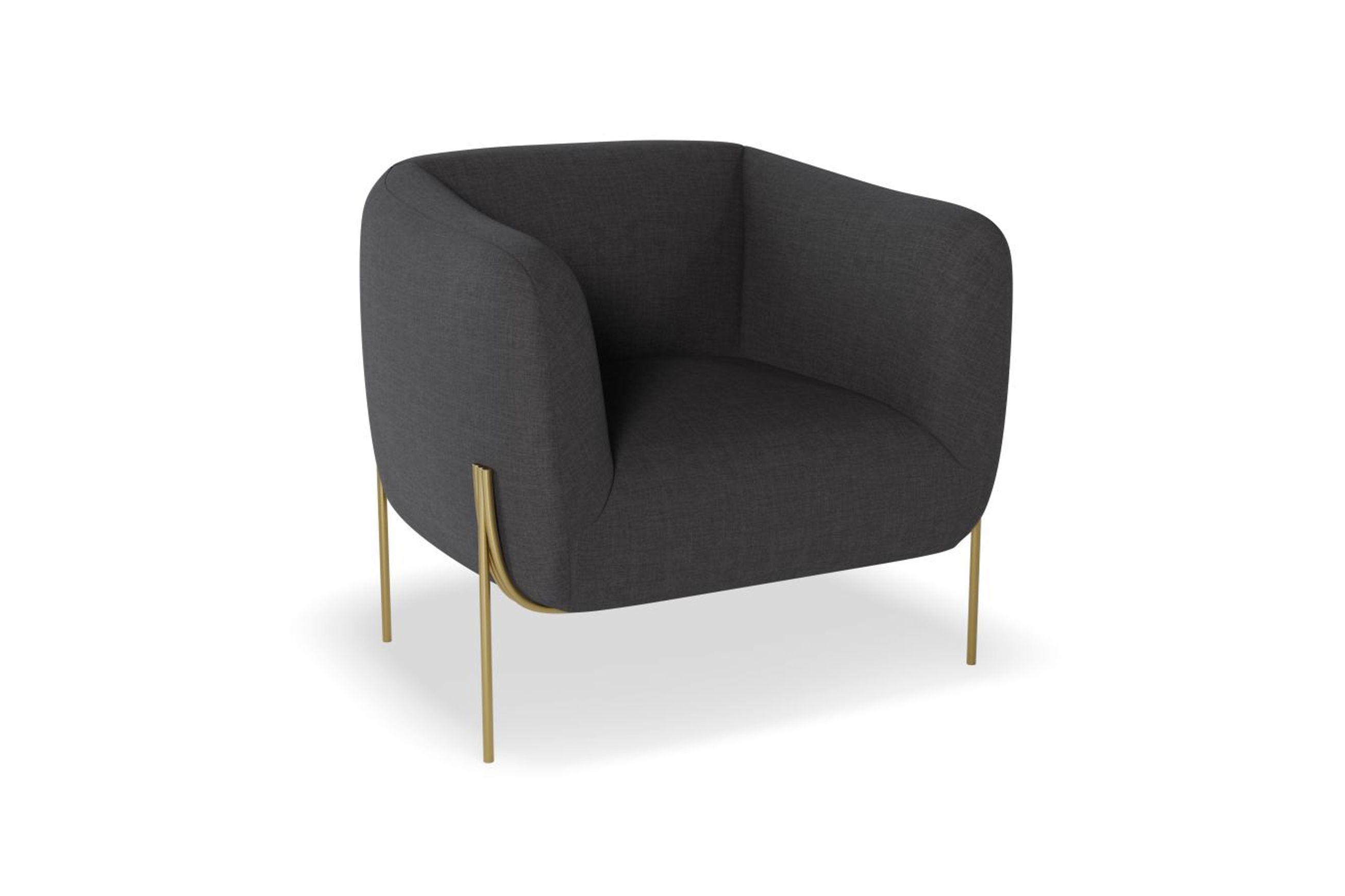 Belle Lounge Chair - Storm Grey -Brushed Matt Gold Legs