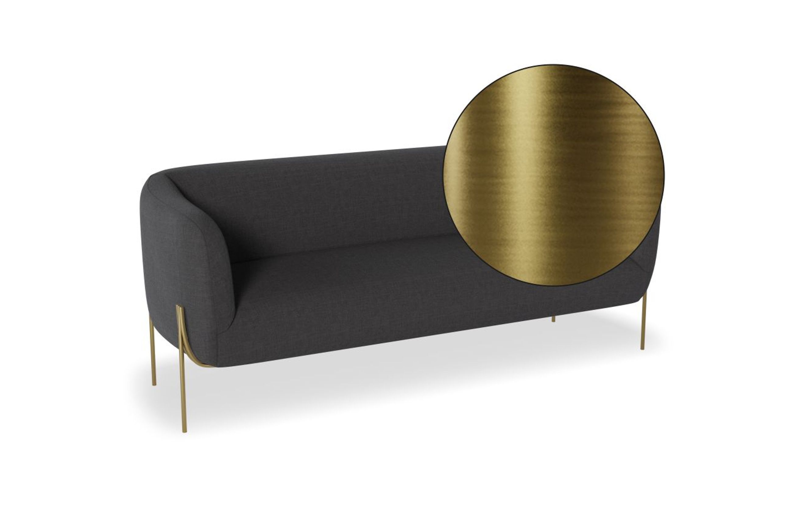 Belle 2.5 Seater Sofa -Storm Grey w Brushed Matt Gold