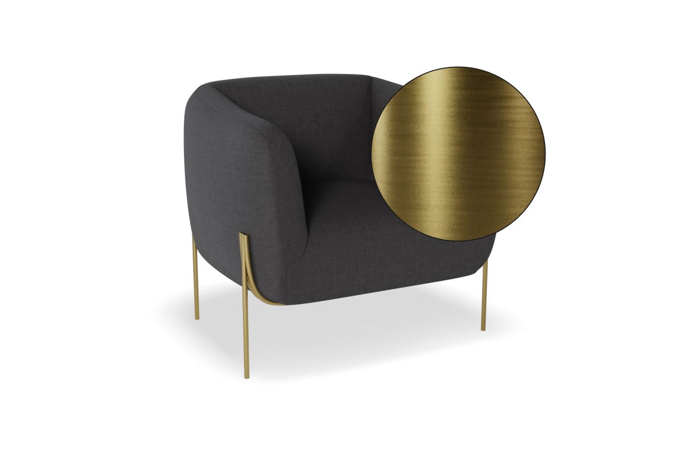 Belle Lounge Chair -Storm Grey Brushed Matt Bronze Legs