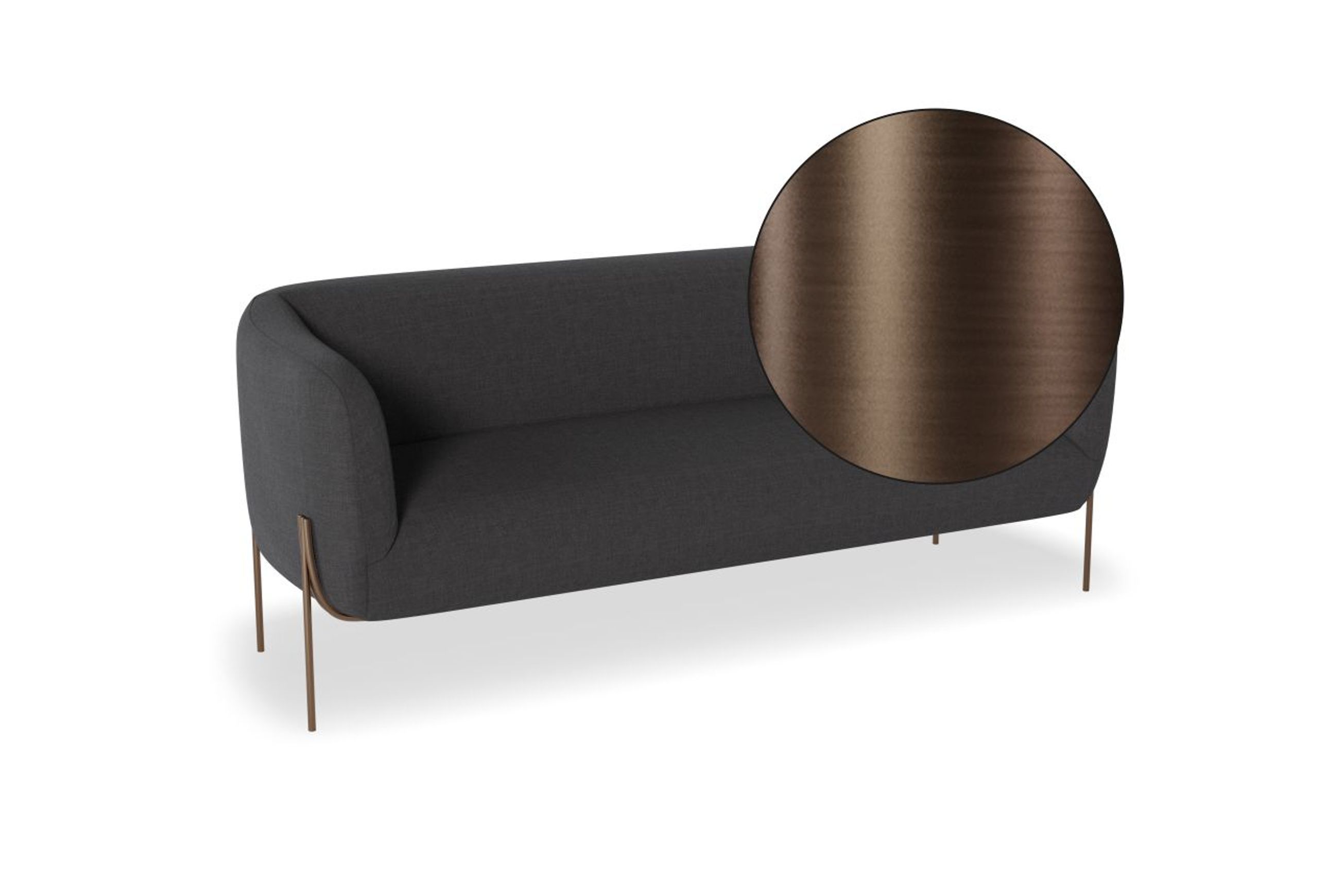 Belle 2.5 Seater Sofa -Storm Grey w Brushed Matt Bronze