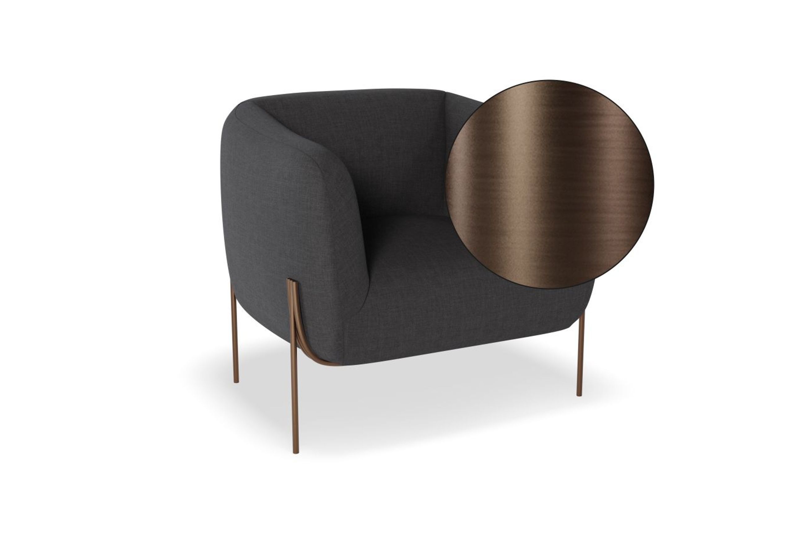 Belle Lounge Chair -Storm Grey Brushed Matt Bronze Legs