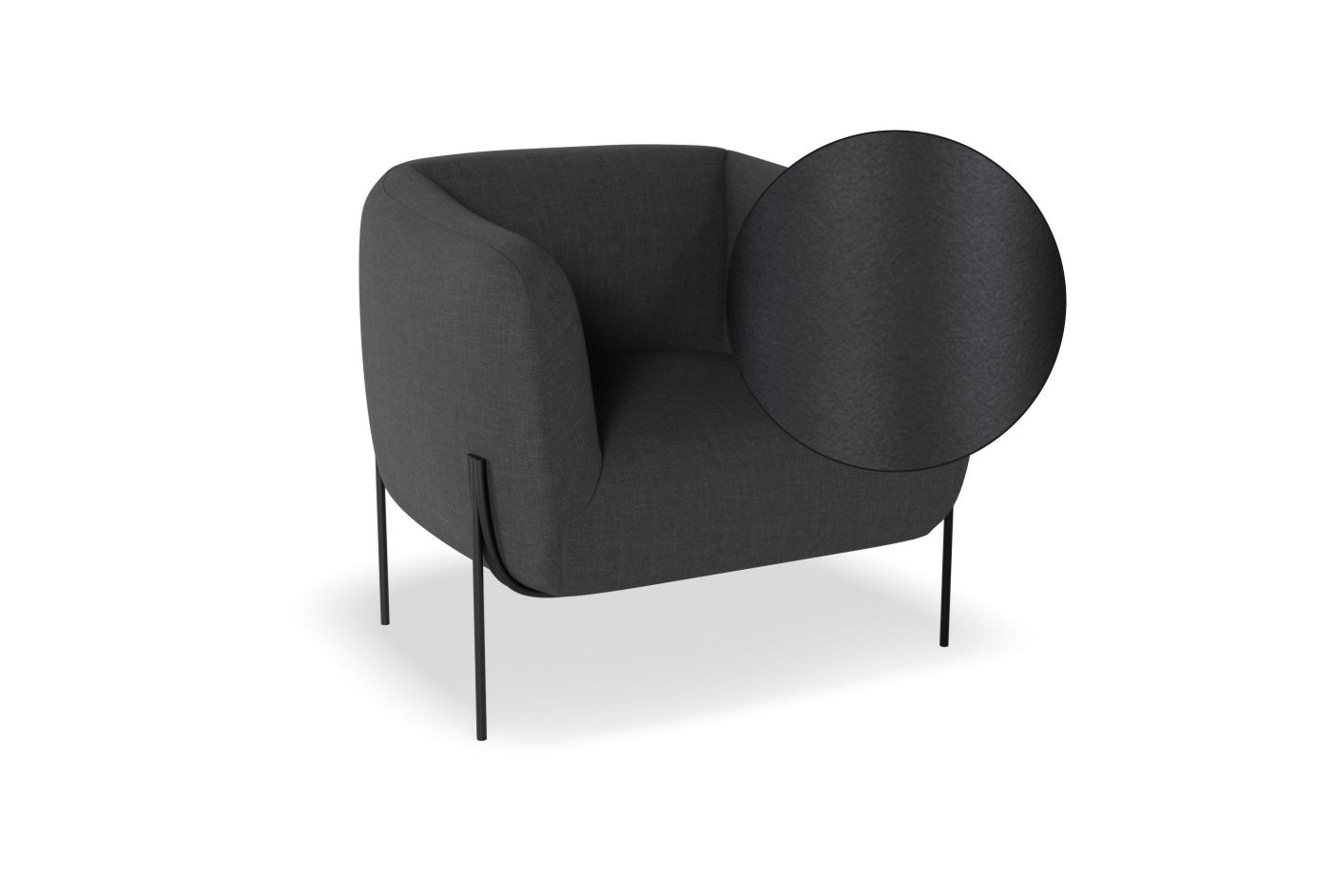 Belle Lounge Chair - Storm Grey -Brushed Matt Gold Legs