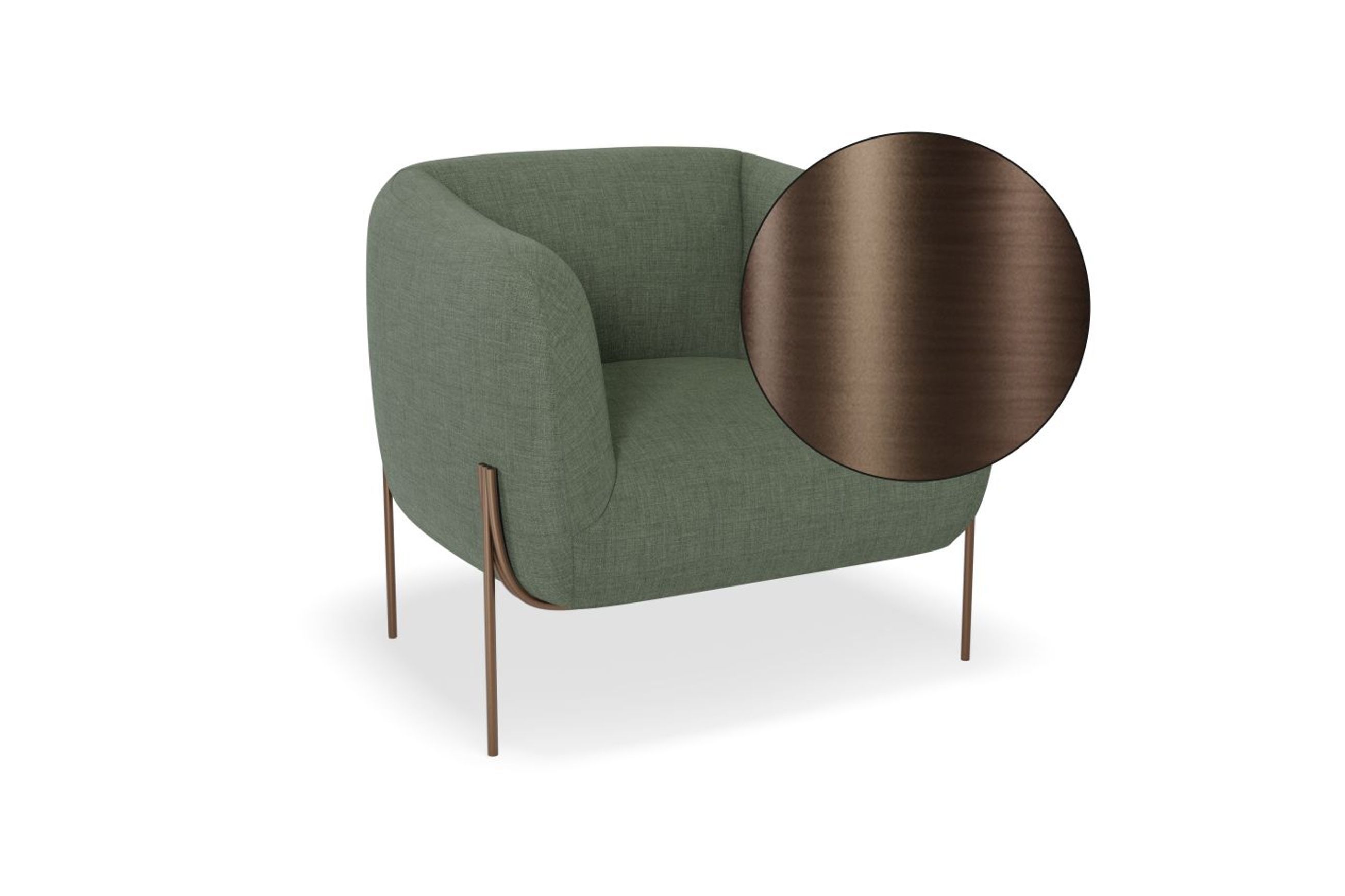 Belle Lounge Chair -Kelp Green-Brushed Matt Bronze Legs
