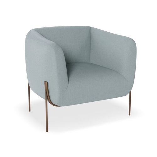 Belle Lounge Chair - Sky Blue - Brushed Matt Gold Legs