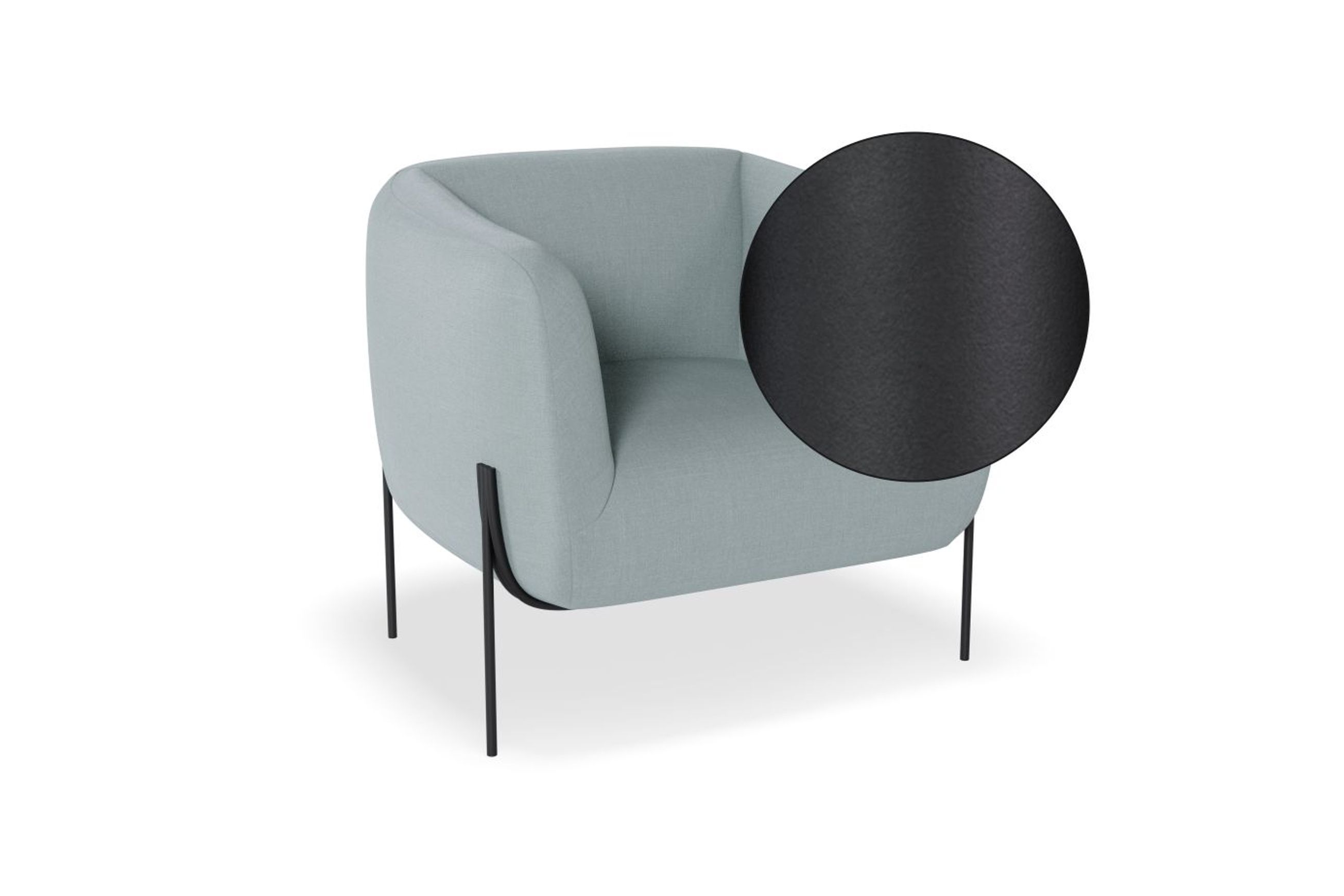 Belle Lounge Chair - Sky Blue -Brushed Matt Bronze Legs