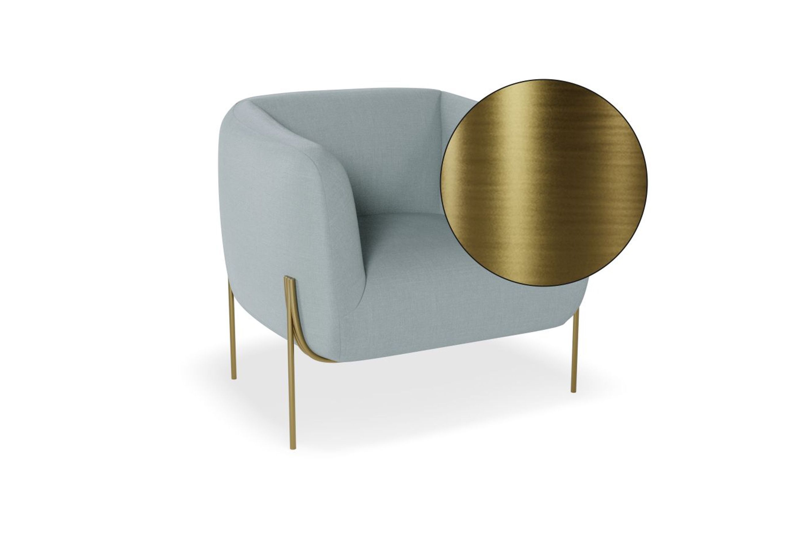 Belle Lounge Chair - Sky Blue -Brushed Matt Bronze Legs