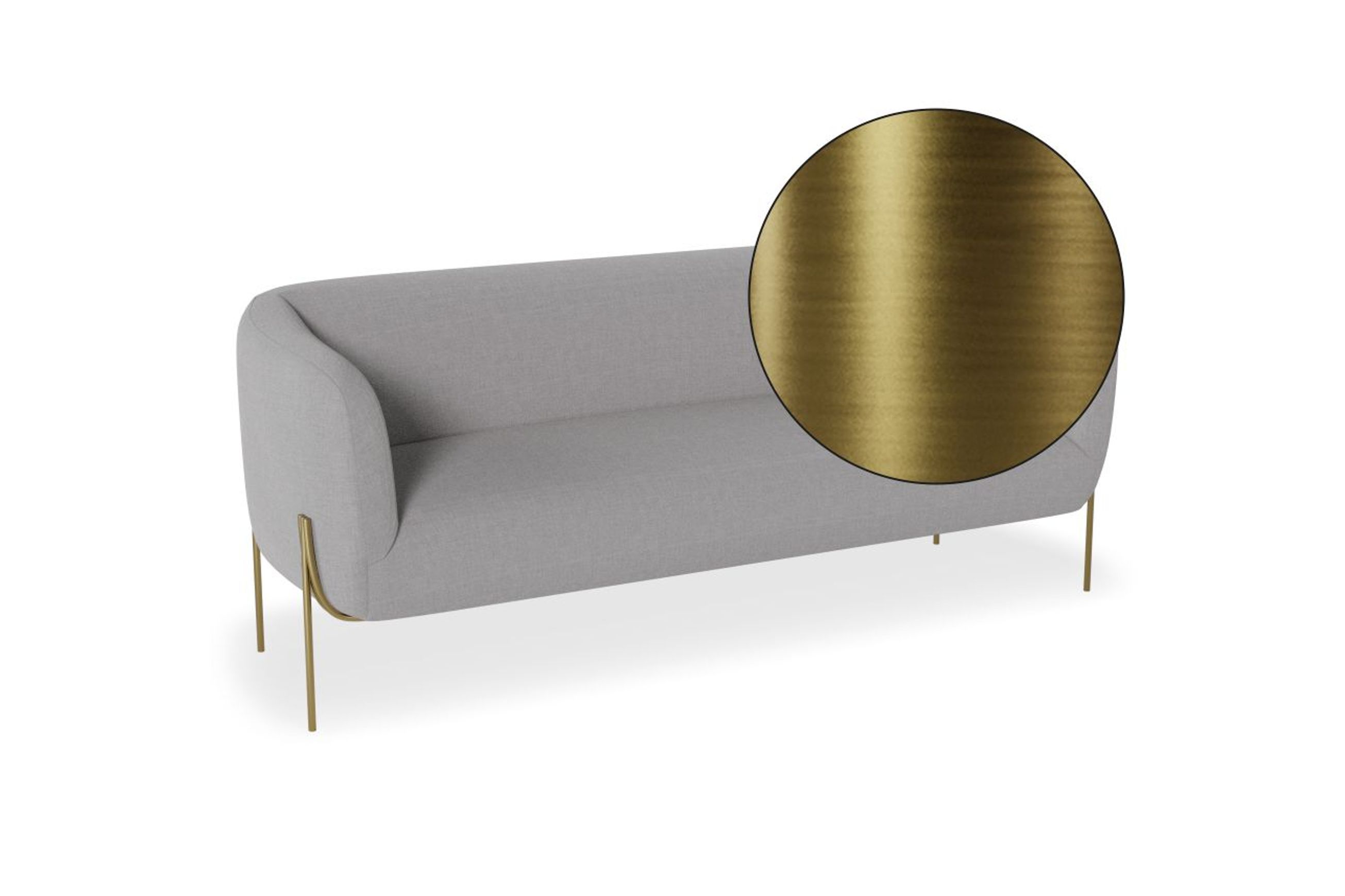 Belle 2.5 Seater Sofa - Cloud Grey w Brushed Matt Gold