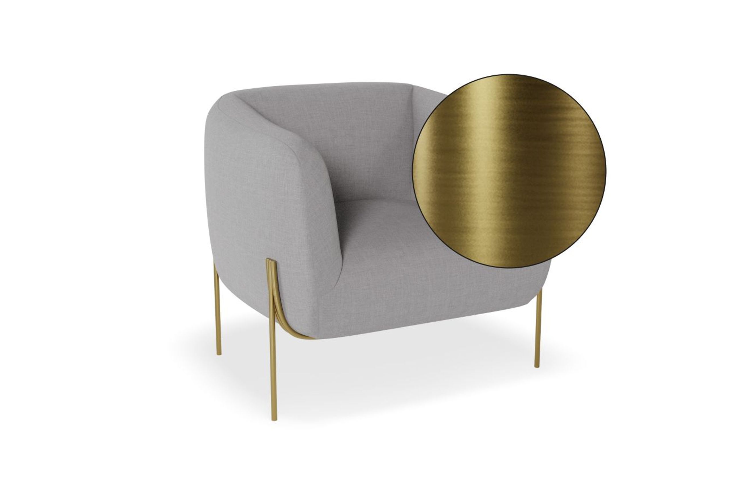 Belle Lounge Chair - Cloud Grey- Brushed Matt Gold Legs