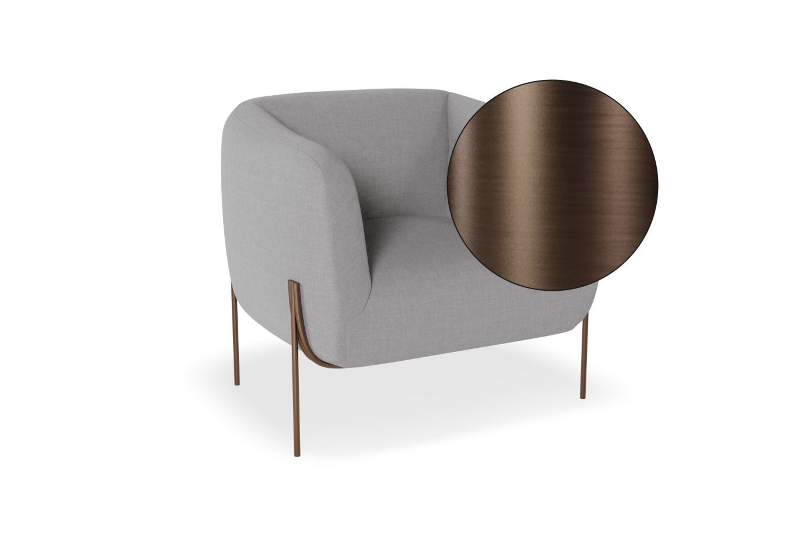 Belle Lounge Chair -Cloud Grey Brushed Matt Bronze Legs