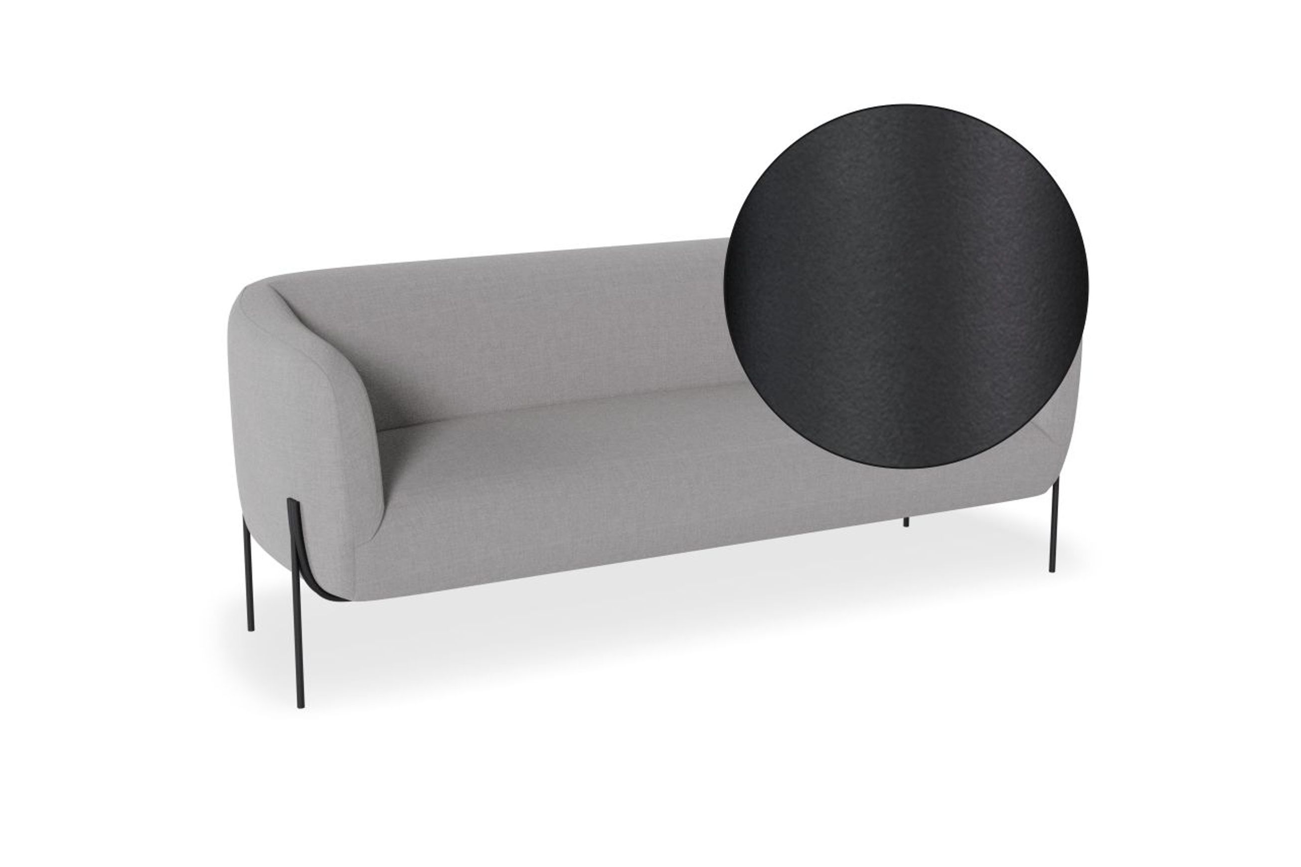 Belle 2.5 Seater Sofa - Cloud Grey w Brushed Matt Gold