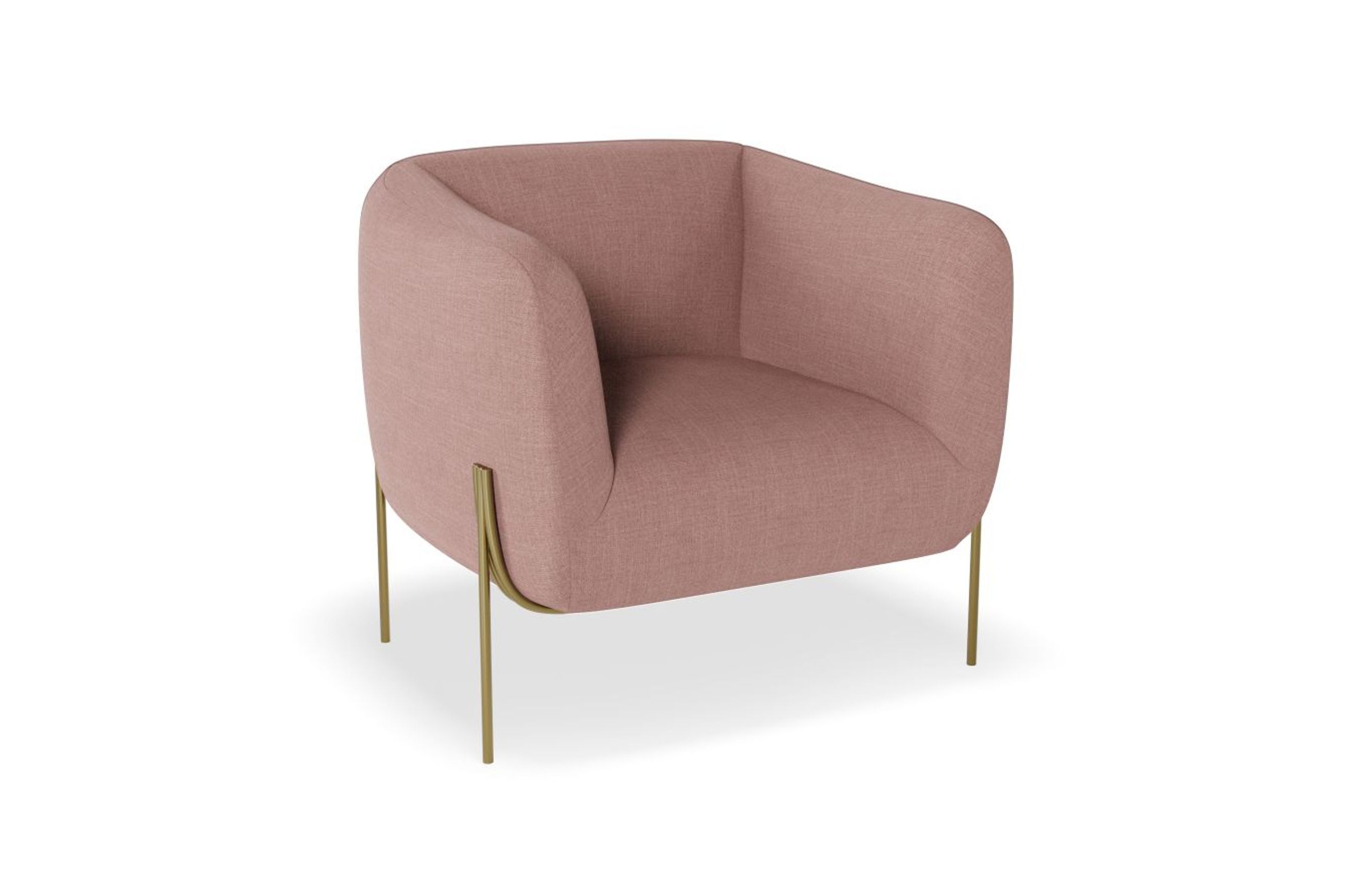 Belle Lounge Chair - Blush Pink -Brushed Matt Gold Legs
