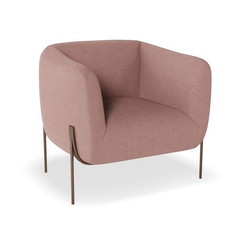 Belle Lounge Chair - Blush Pink -Brushed Matt Gold Legs