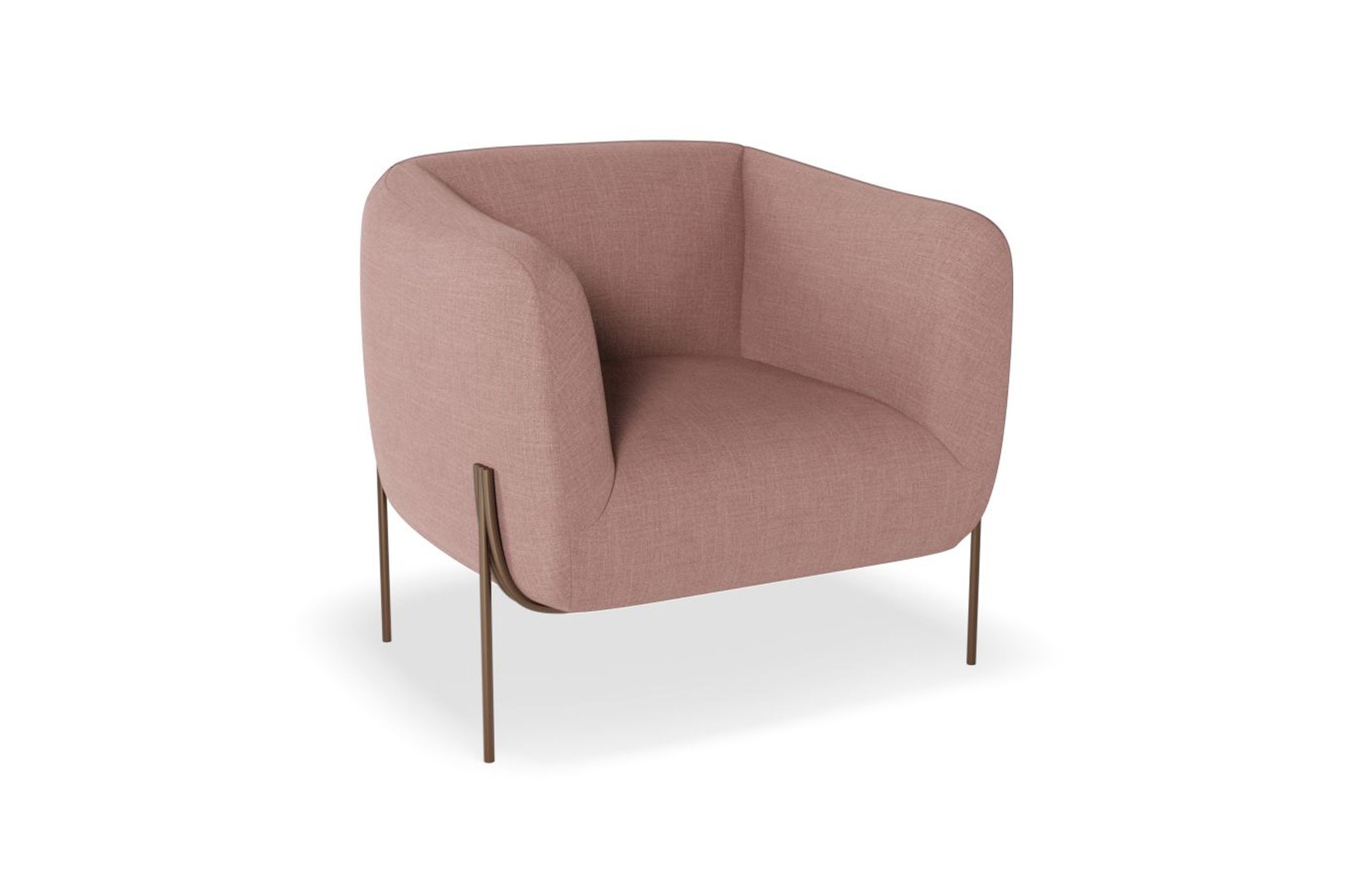 Belle Lounge Chair -Blush Pink Brushed Matt Bronze Legs