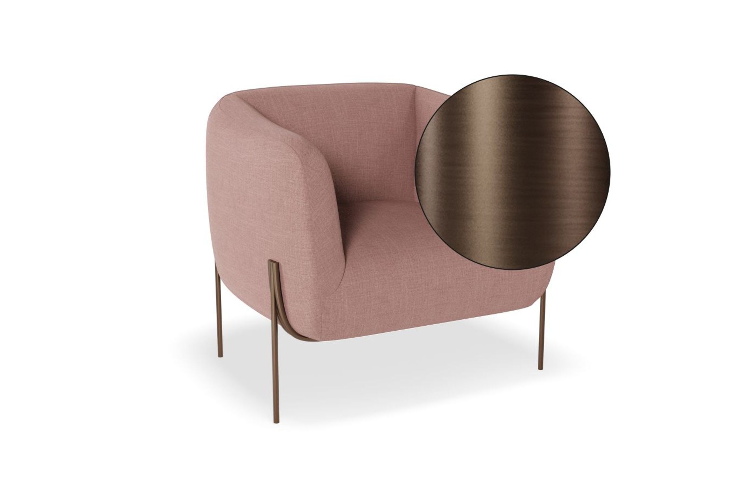 Belle Lounge Chair - Blush Pink - Matt Black Legs