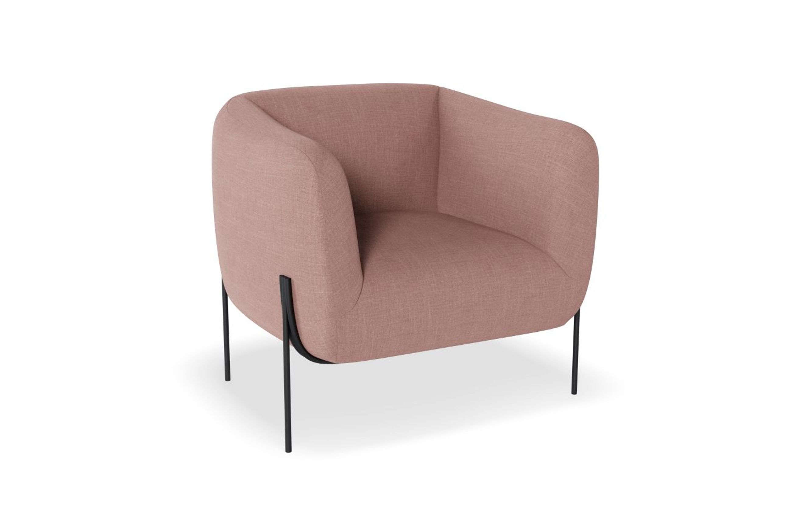 Belle Lounge Chair - Blush Pink -Brushed Matt Gold Legs