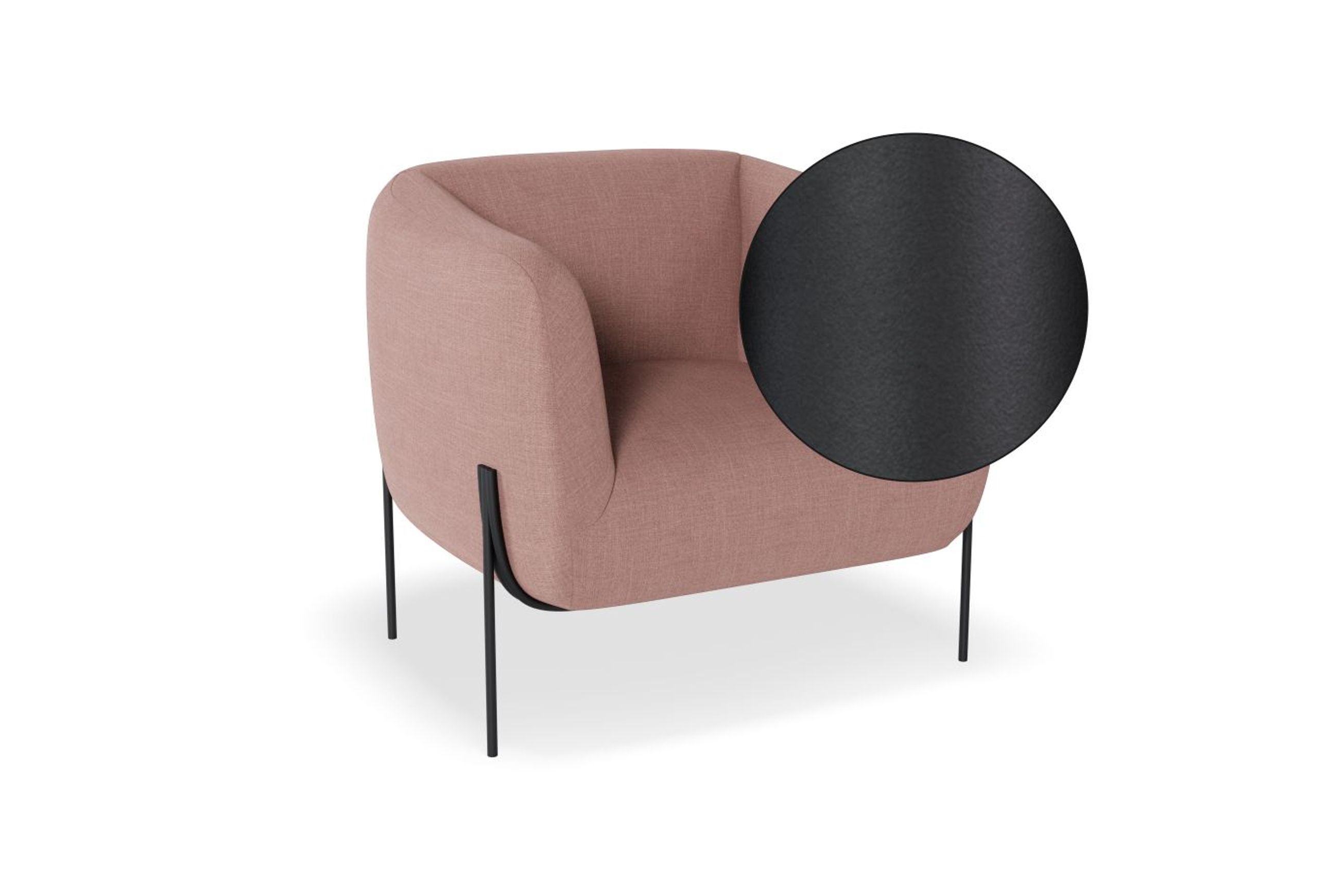 Belle Lounge Chair - Blush Pink - Matt Black Legs