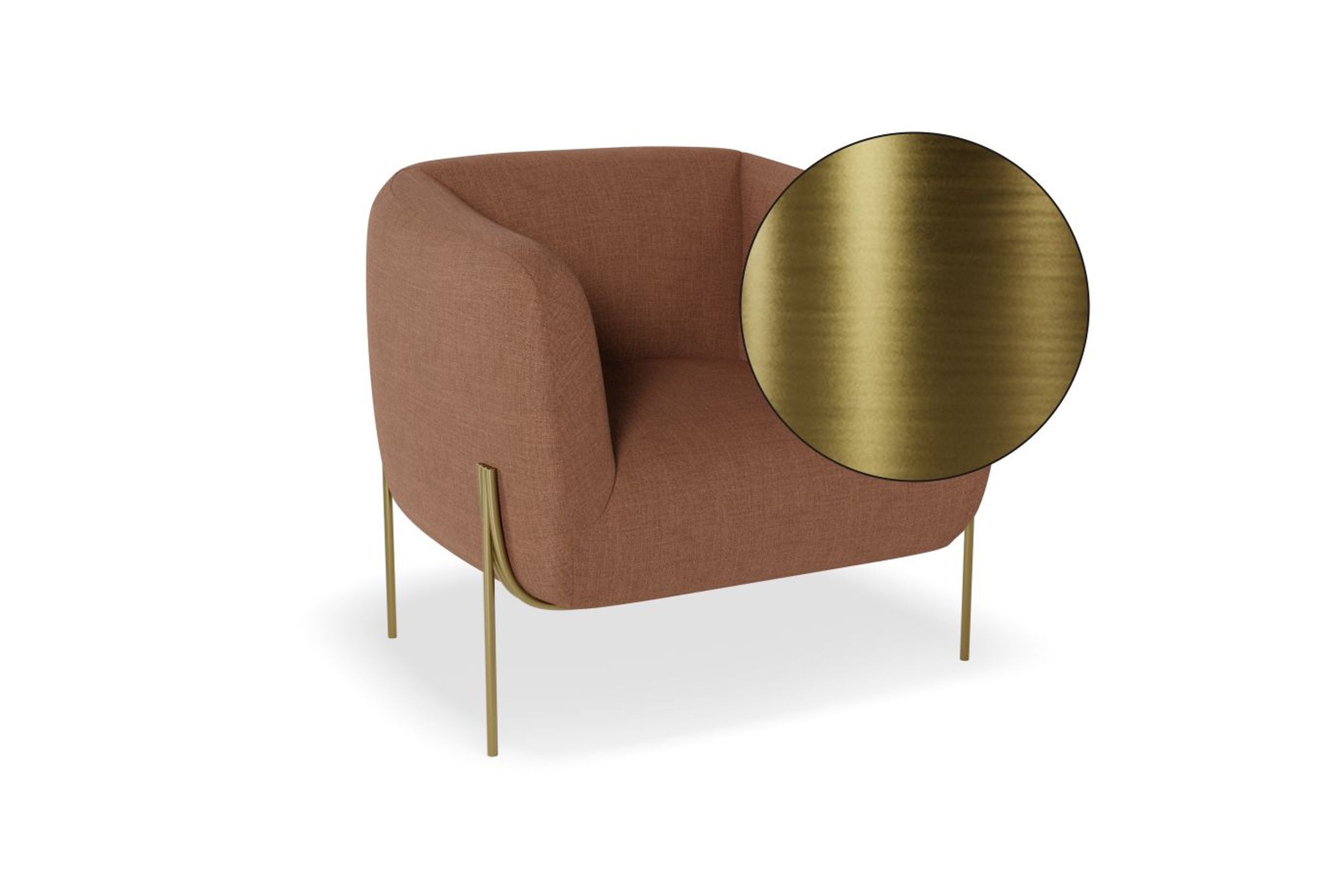 Belle Lounge Chair - Terracotta Rust - Brushed Matt Gold Legs