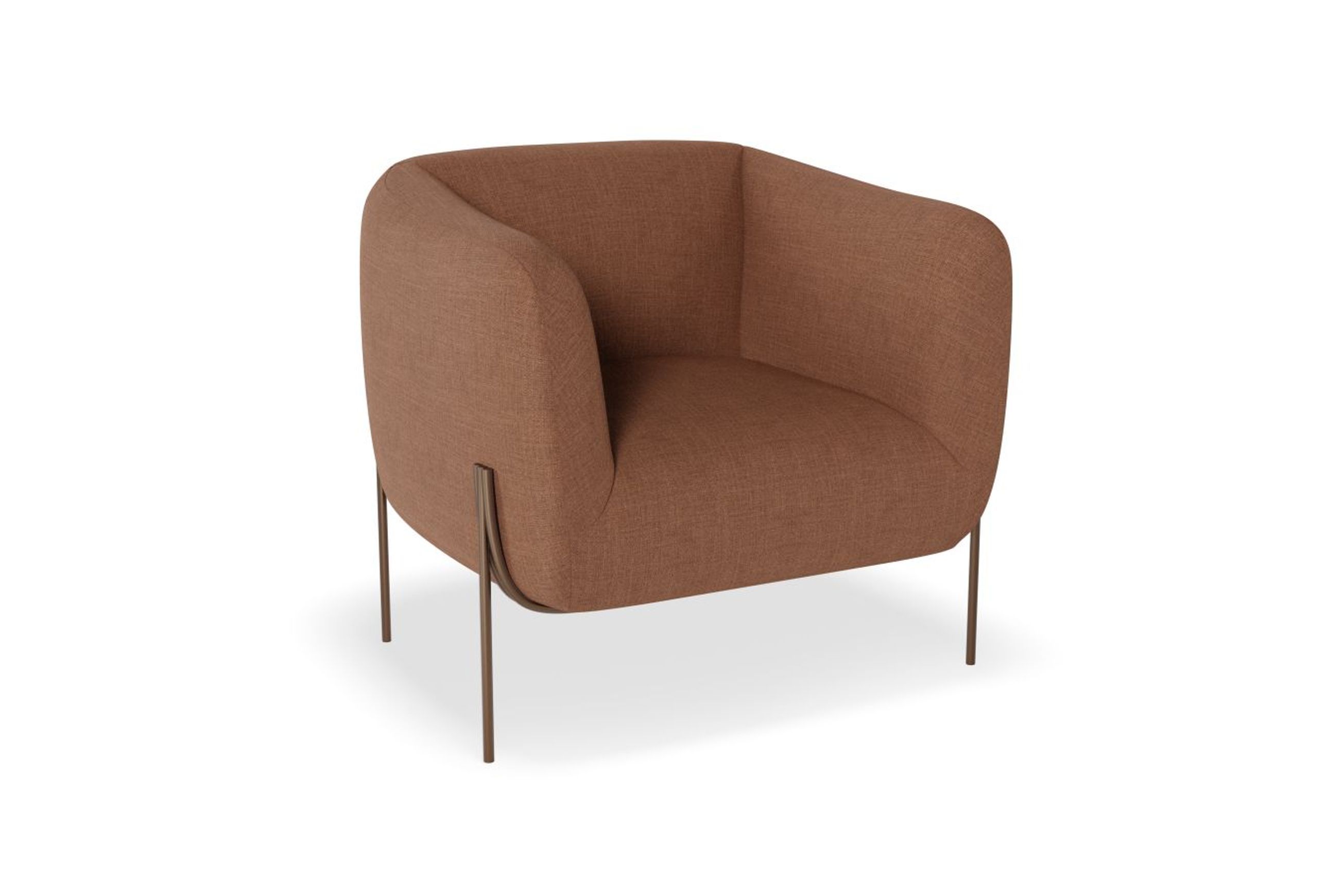 Belle Lounge Chair - Terracotta Rust - Brushed Matt Gold Legs