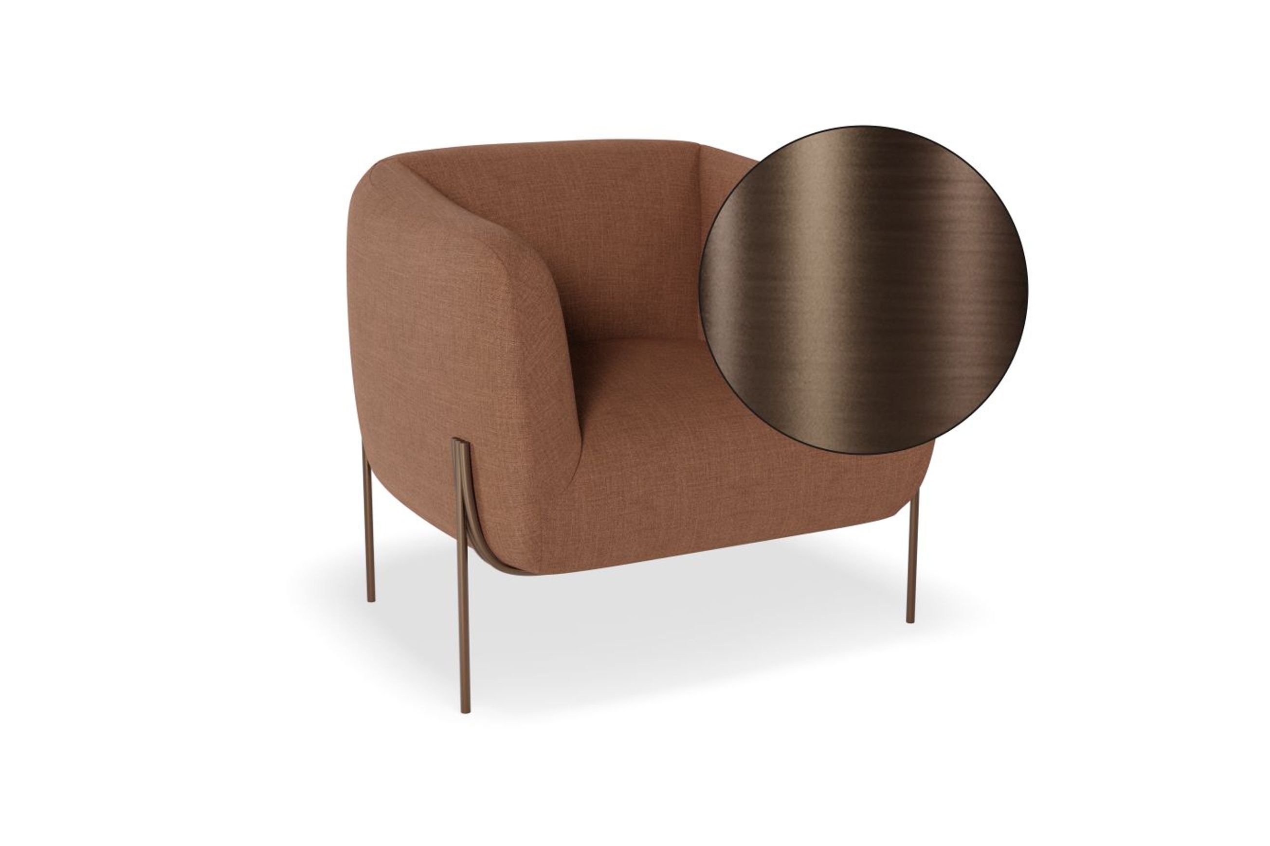 Belle Lounge Chair - Terracotta Rust - Brushed Matt Gold Legs