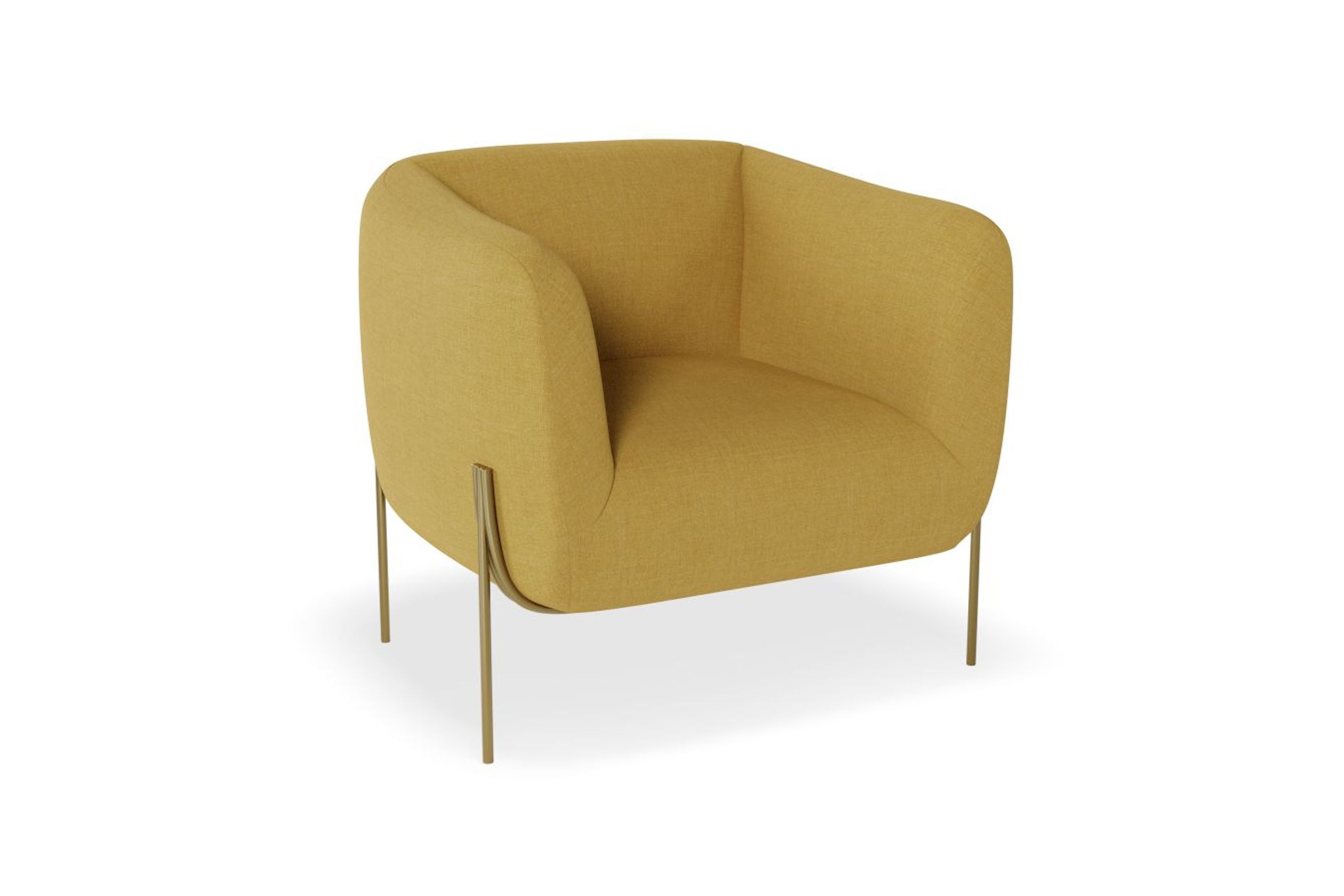 Belle Lounge Chair - Tuscan Yellow - Brushed Matt Bronze Legs