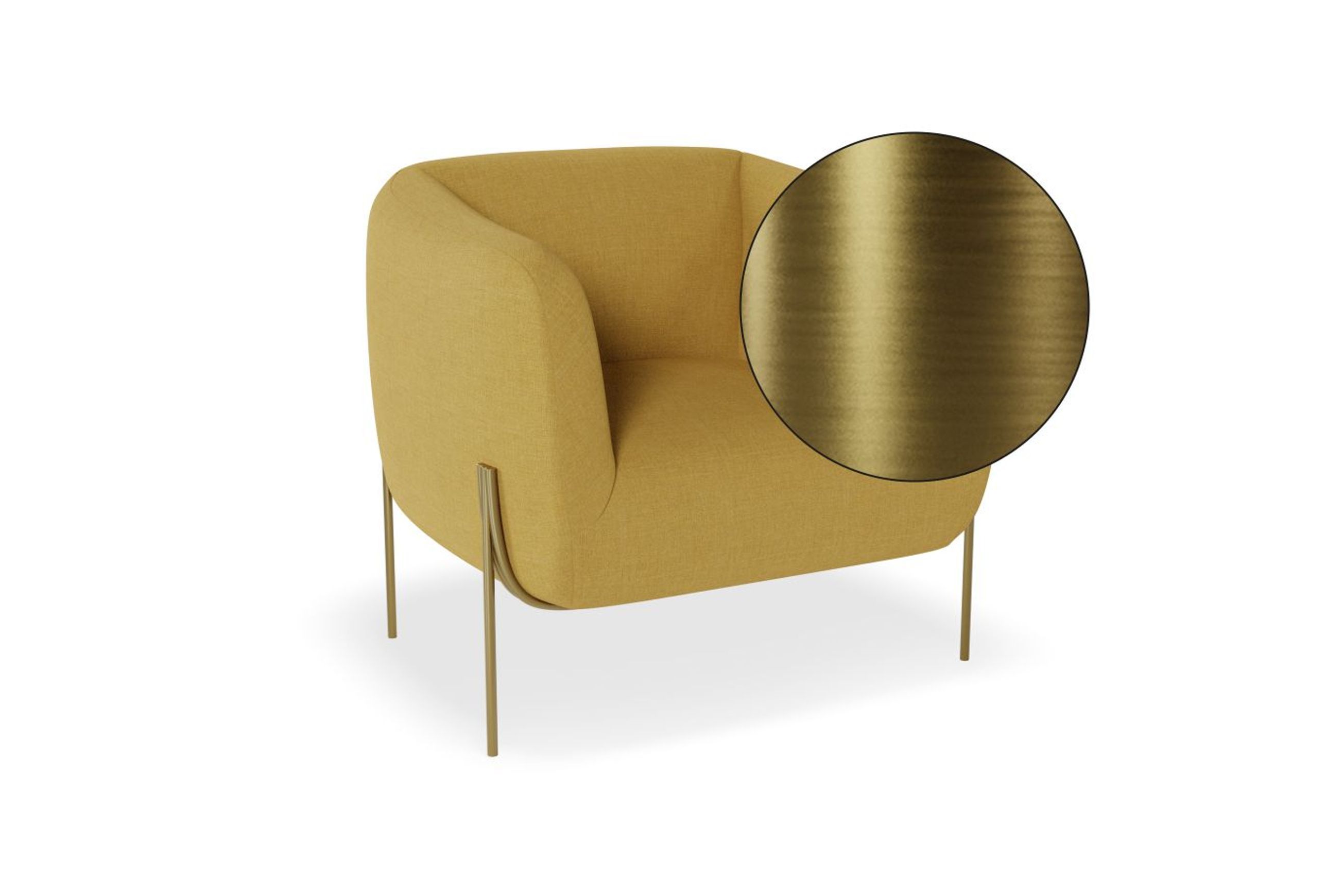 Belle Lounge Chair - Tuscan Yellow - Brushed Matt Bronze Legs