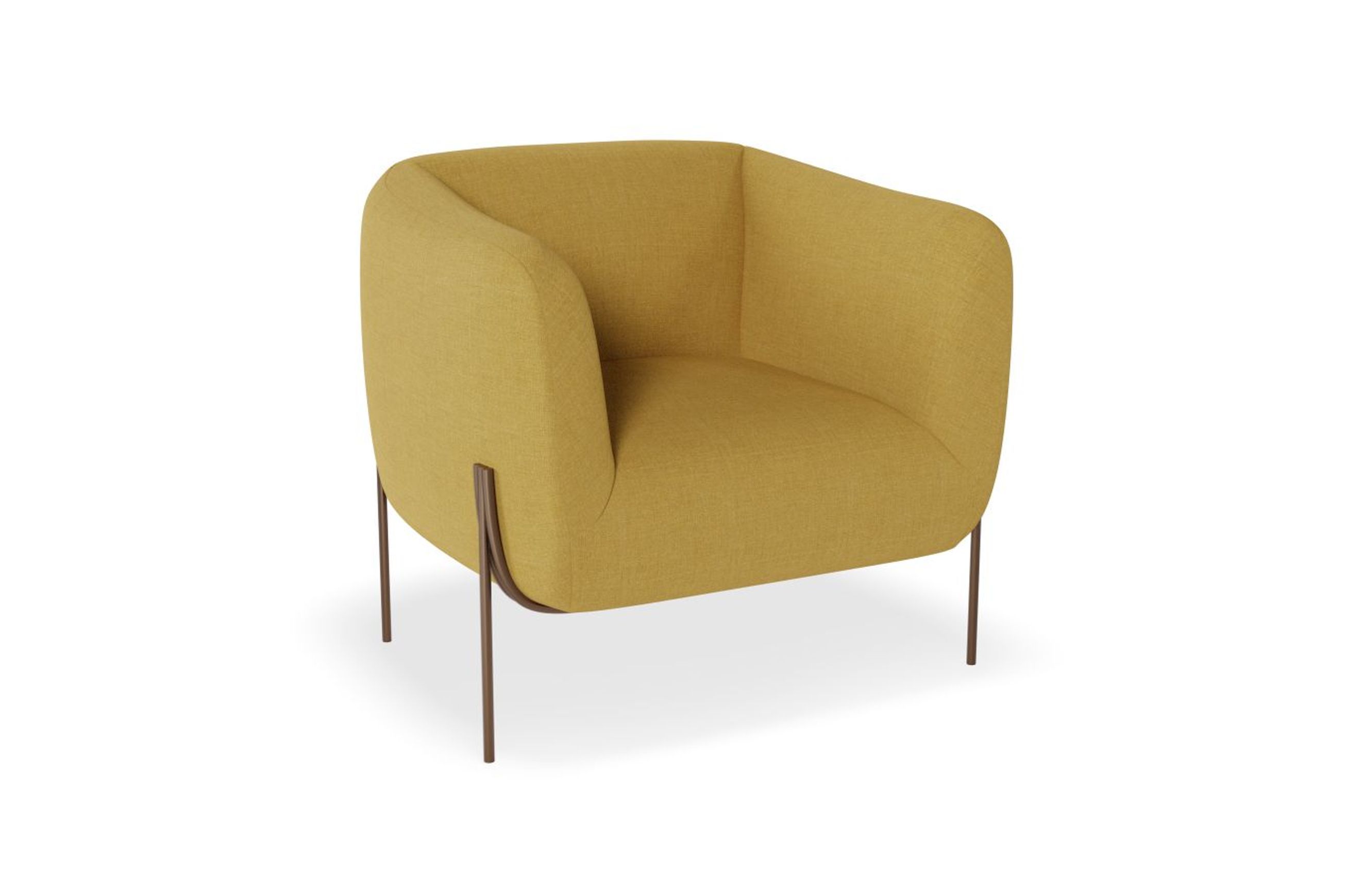 Belle Lounge Chair - Tuscan Yellow - Brushed Matt Gold Legs