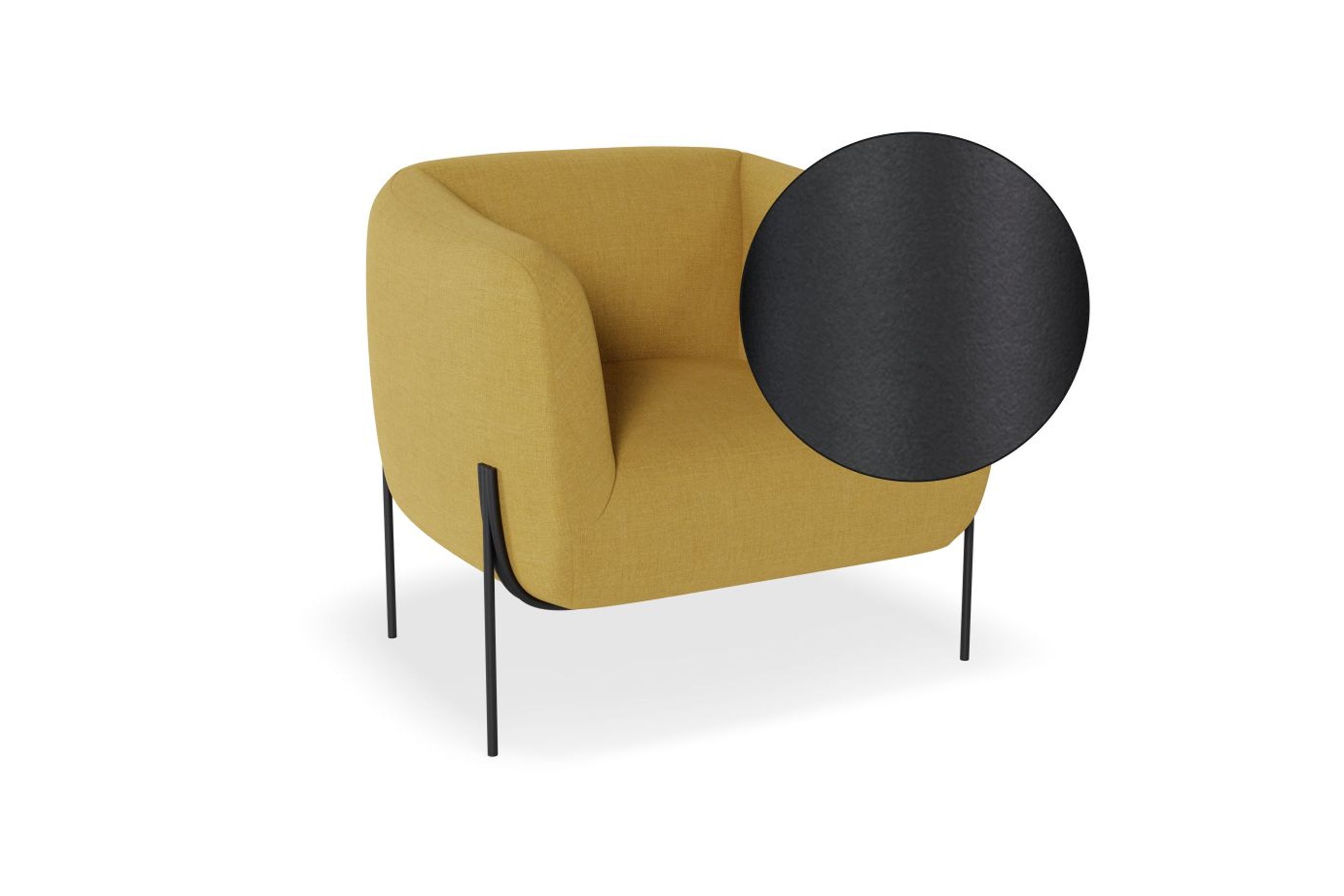 Belle Lounge Chair - Tuscan Yellow - Brushed Matt Gold Legs
