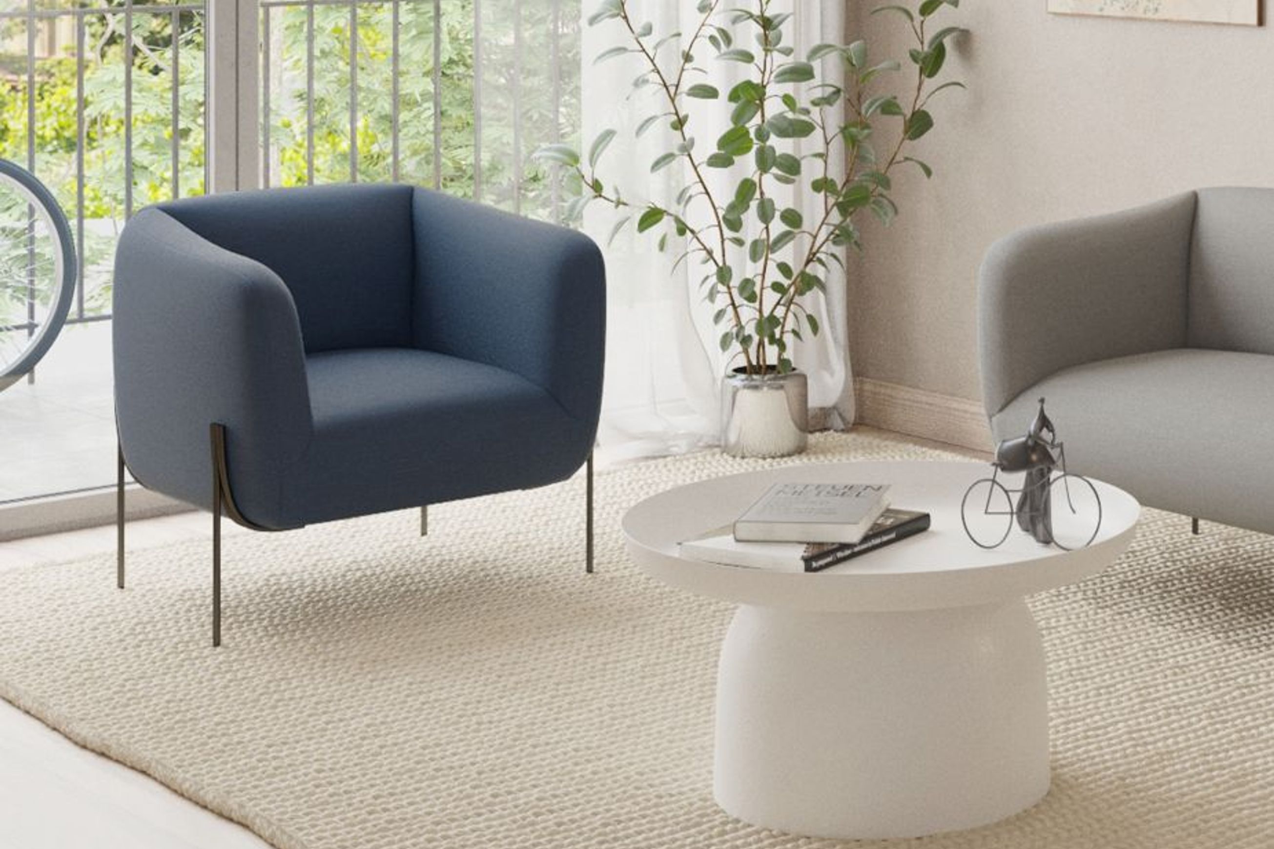 Belle Lounge Chair -Midnight Blue w Brushed Matt Bronze