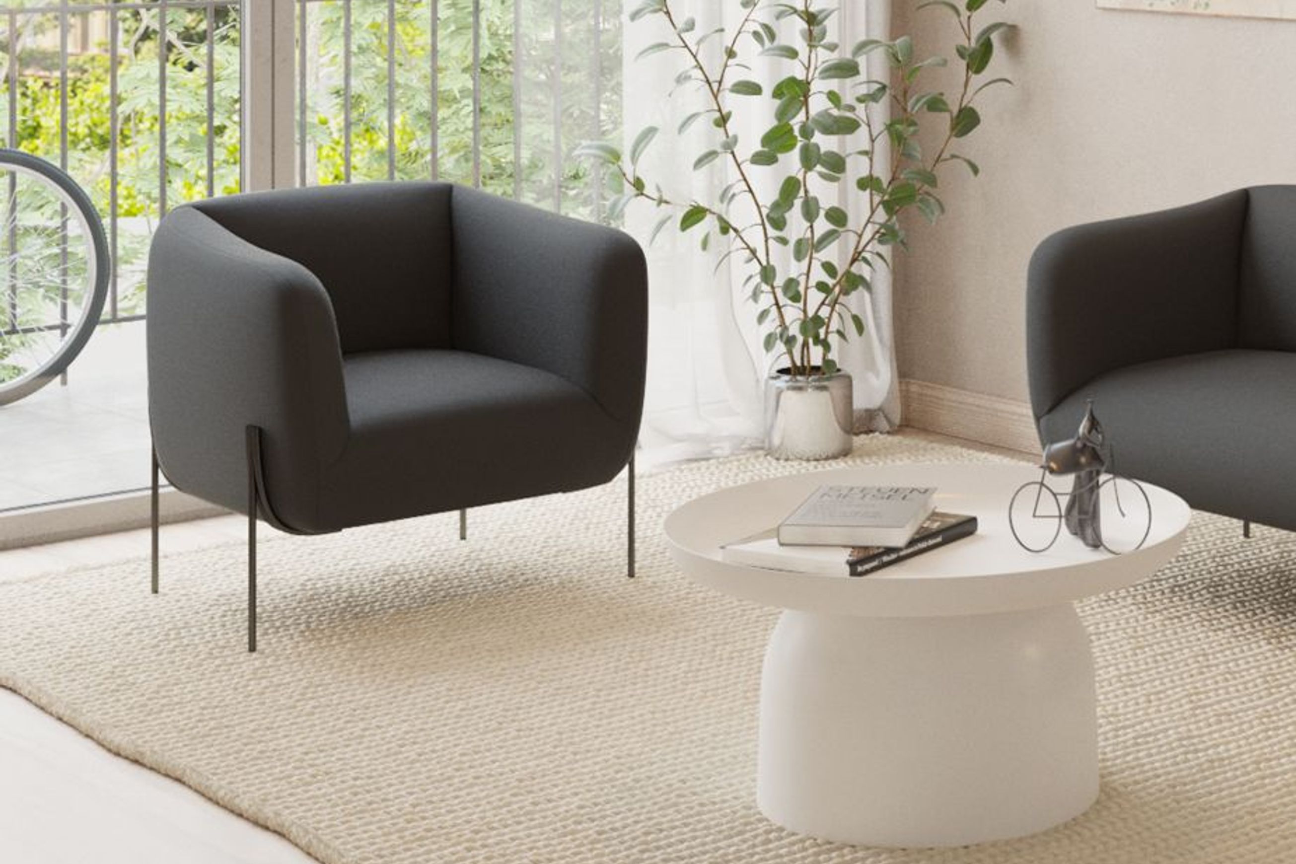 Belle Lounge Chair - Storm Grey -Brushed Matt Gold Legs