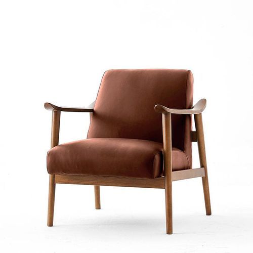 Spencer Mid-Century Leather Armchair Saddle