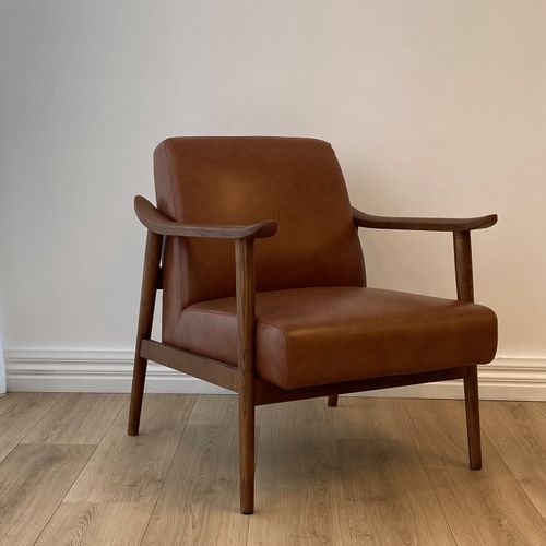 Spencer Mid-Century Leather Chair | Saddle