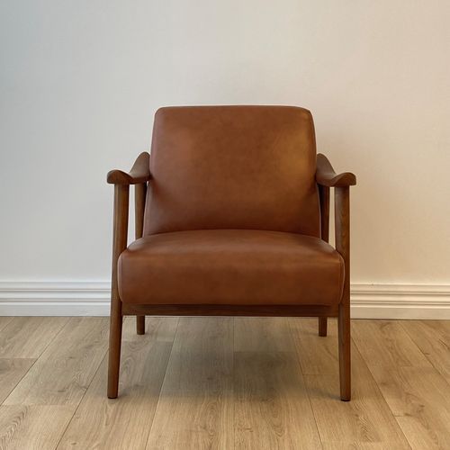 Spencer Mid-Century Leather Chair | Saddle