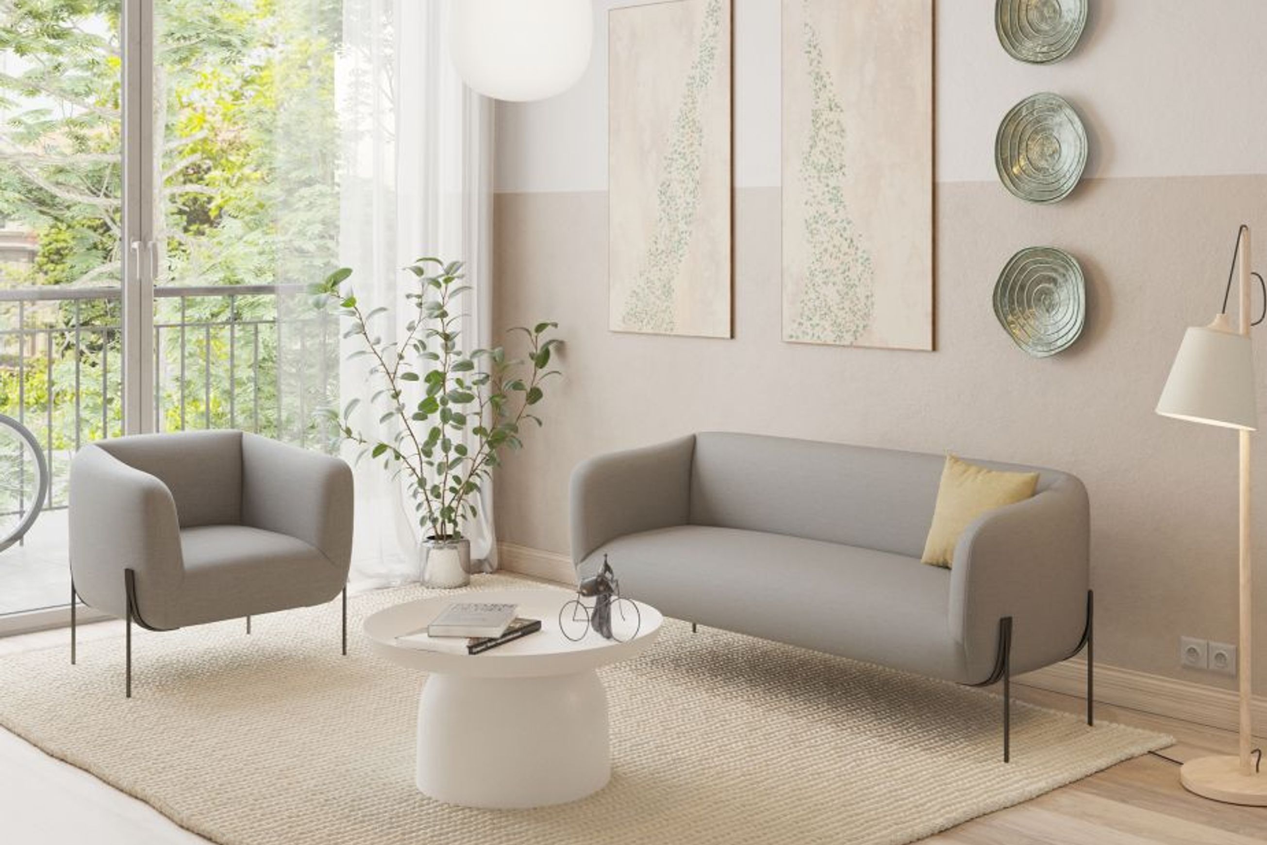 Belle Lounge Chair -Cloud Grey Brushed Matt Bronze Legs