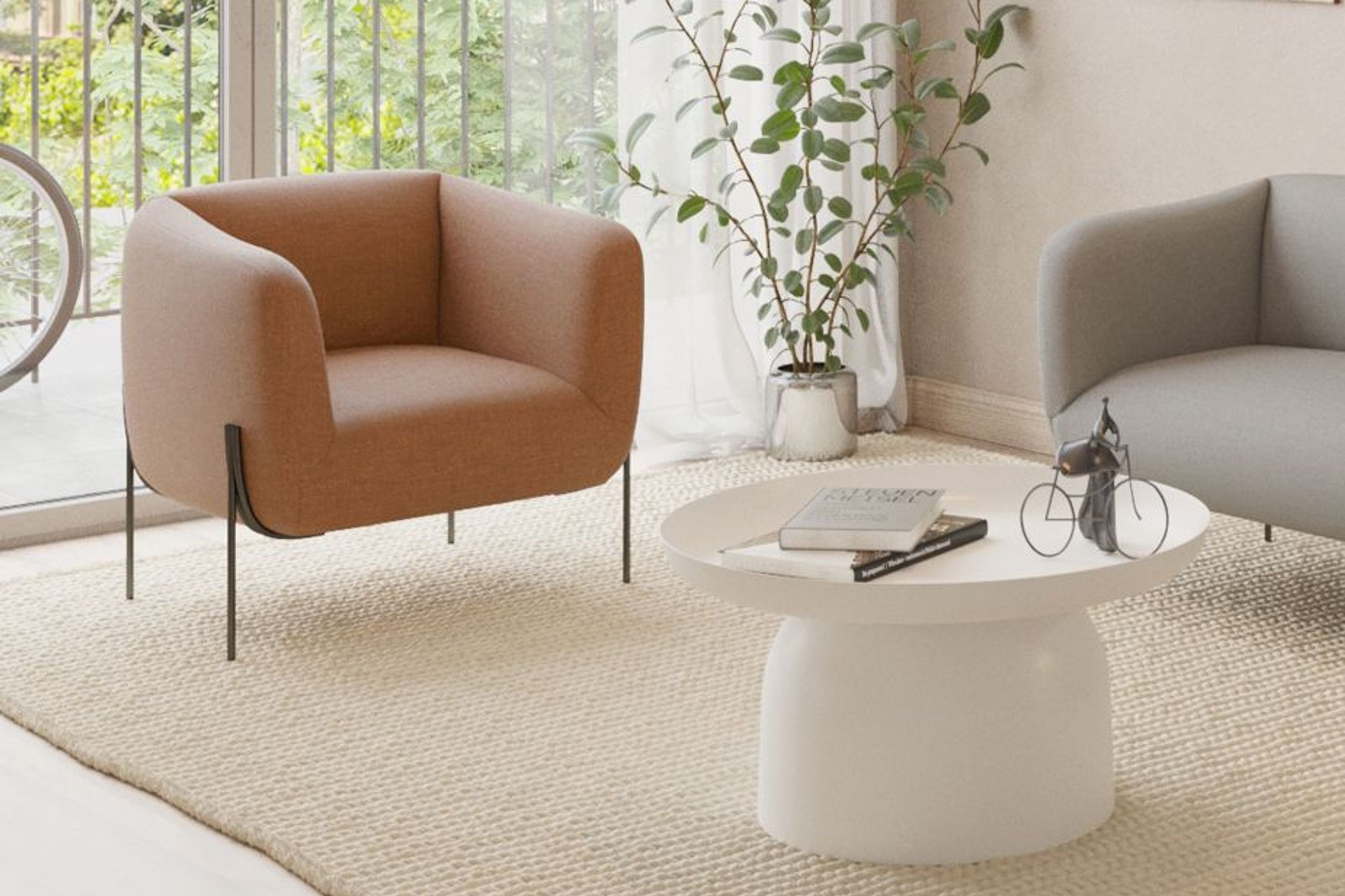 Belle Lounge Chair - Terracotta Rust - Brushed Matt Gold Legs