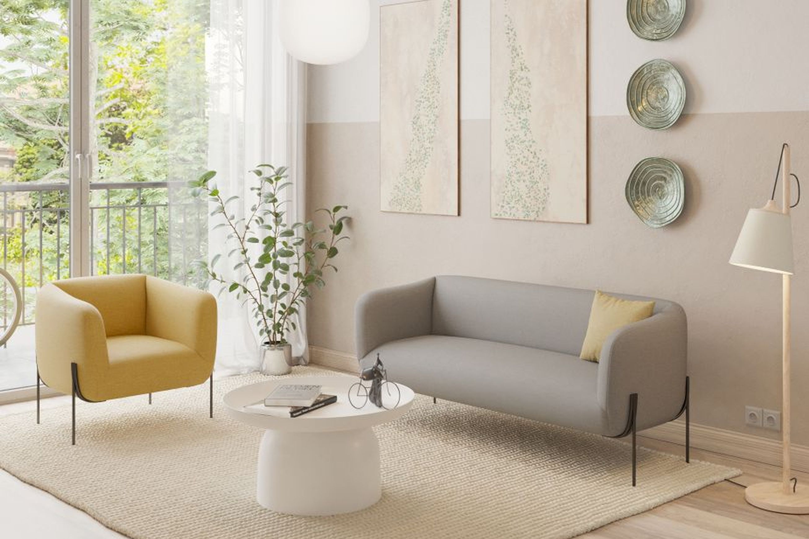 Belle Lounge Chair - Tuscan Yellow - Brushed Matt Bronze Legs