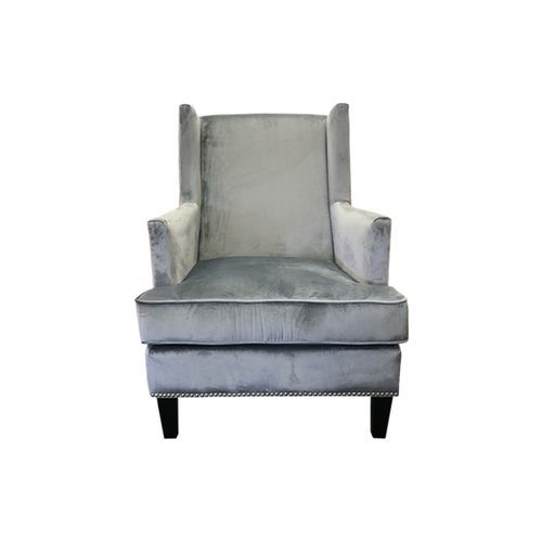 Eden Wingback Chair in Silver Grey Velvet