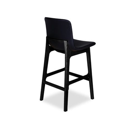 Ara Stool - Black - Black Pad - Bar Bench Seat Height 74cm  - Black Seat - Black Ash legs