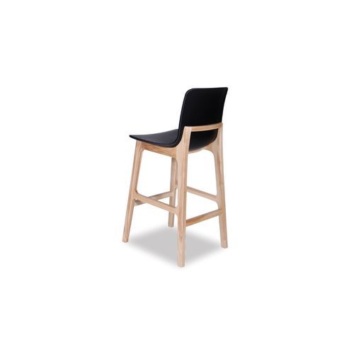 Ara Stool - Natural - Black Shell - Bar Bench Seat Height 74cm  - Black Seat - Natural Ash legs