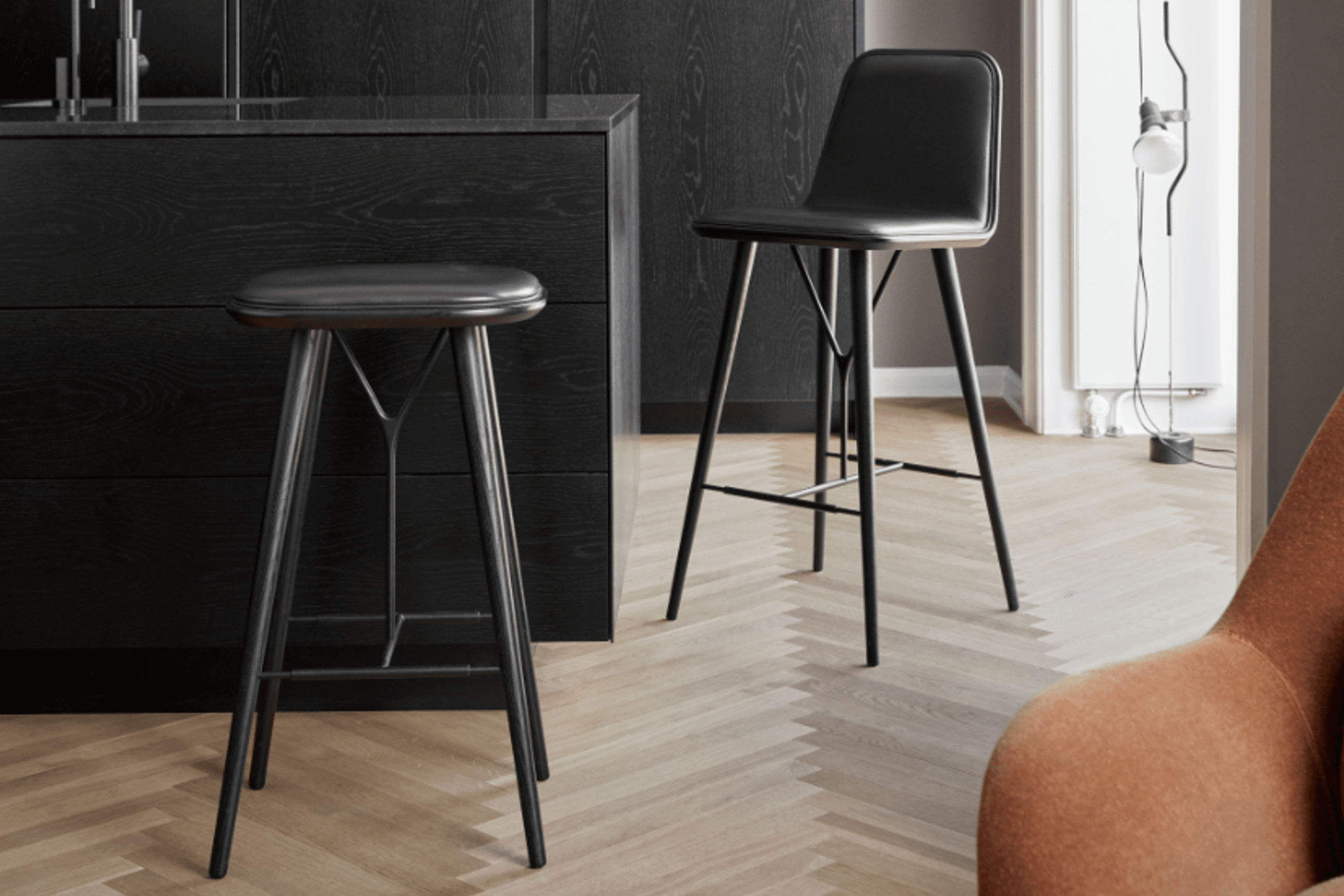 Spine Wood Stool Black by Fredericia
