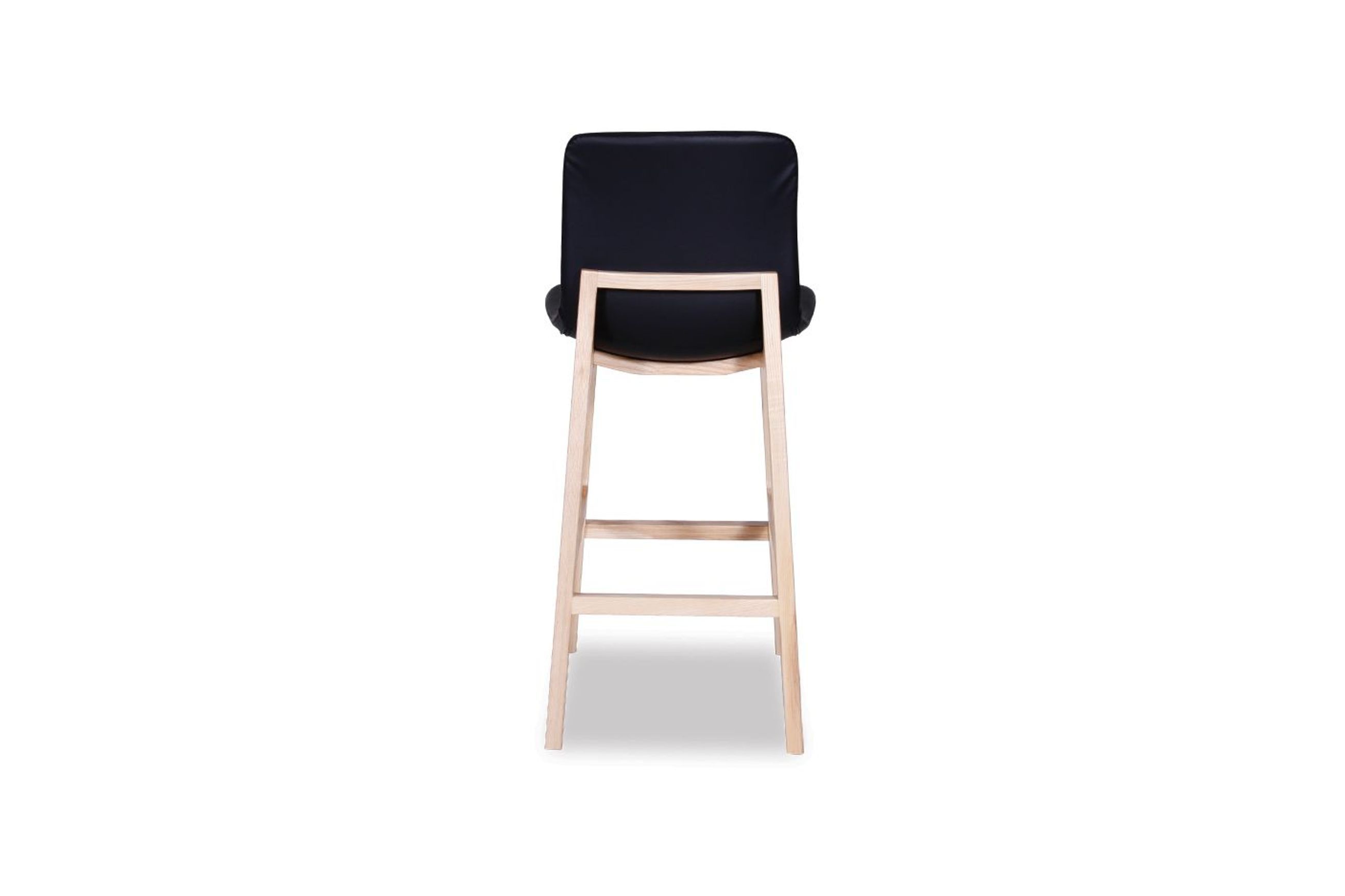 Ara Stool - Natural - Black Pad - Black padded Seat - Natural Ash legs 74cm Seat height