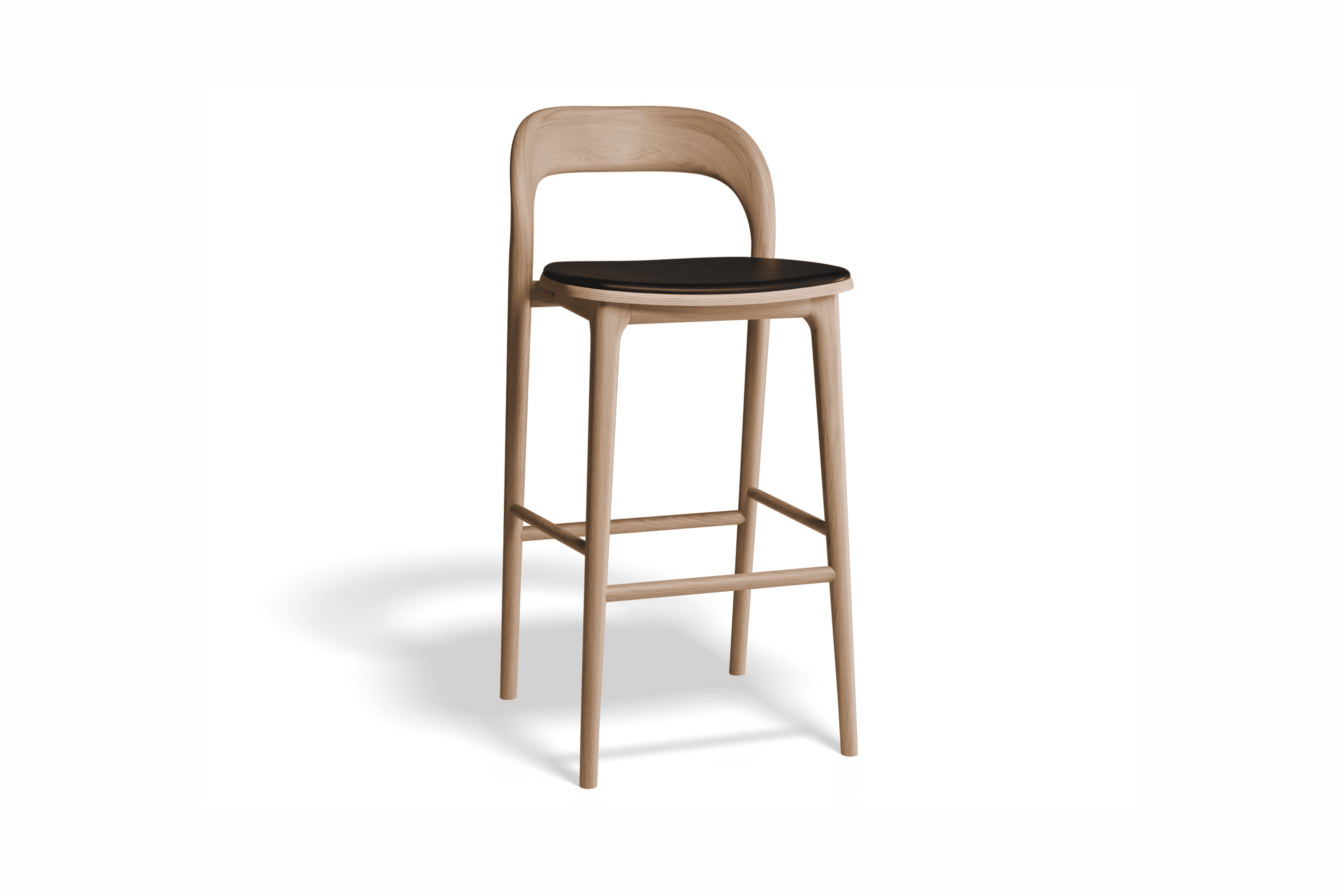 Mia Stool - Natural with Vegan Leather Seat Pad