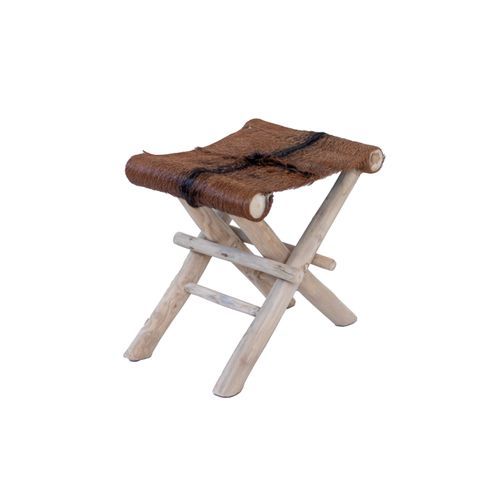 Folding Goatskin Leather Stool